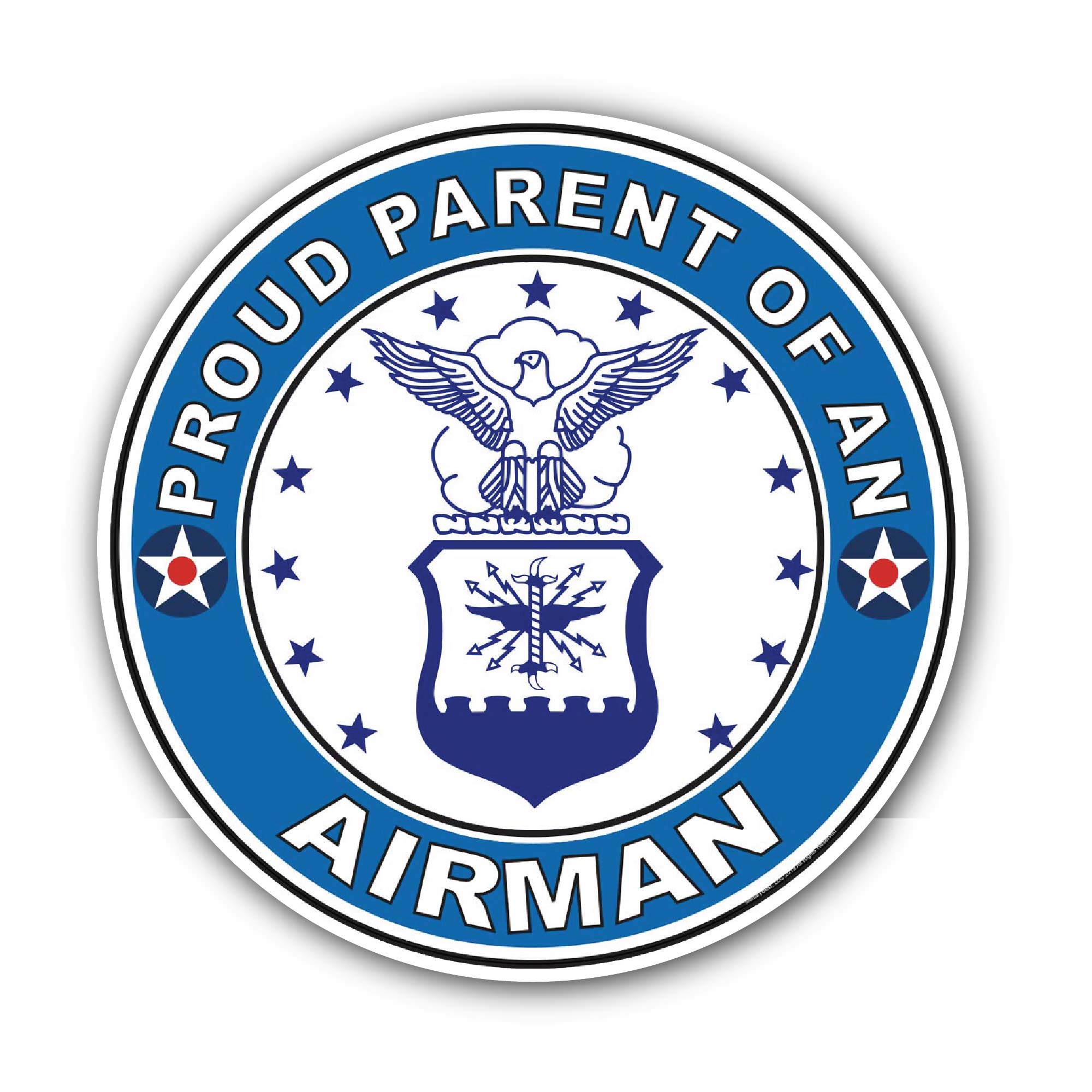 Proud Parent of an Airman U.S. Air Force Sticker, Waterproof Vinyl Decal Sticker Indoor Or Outdoor 2 (Pieces) 3" and 5"