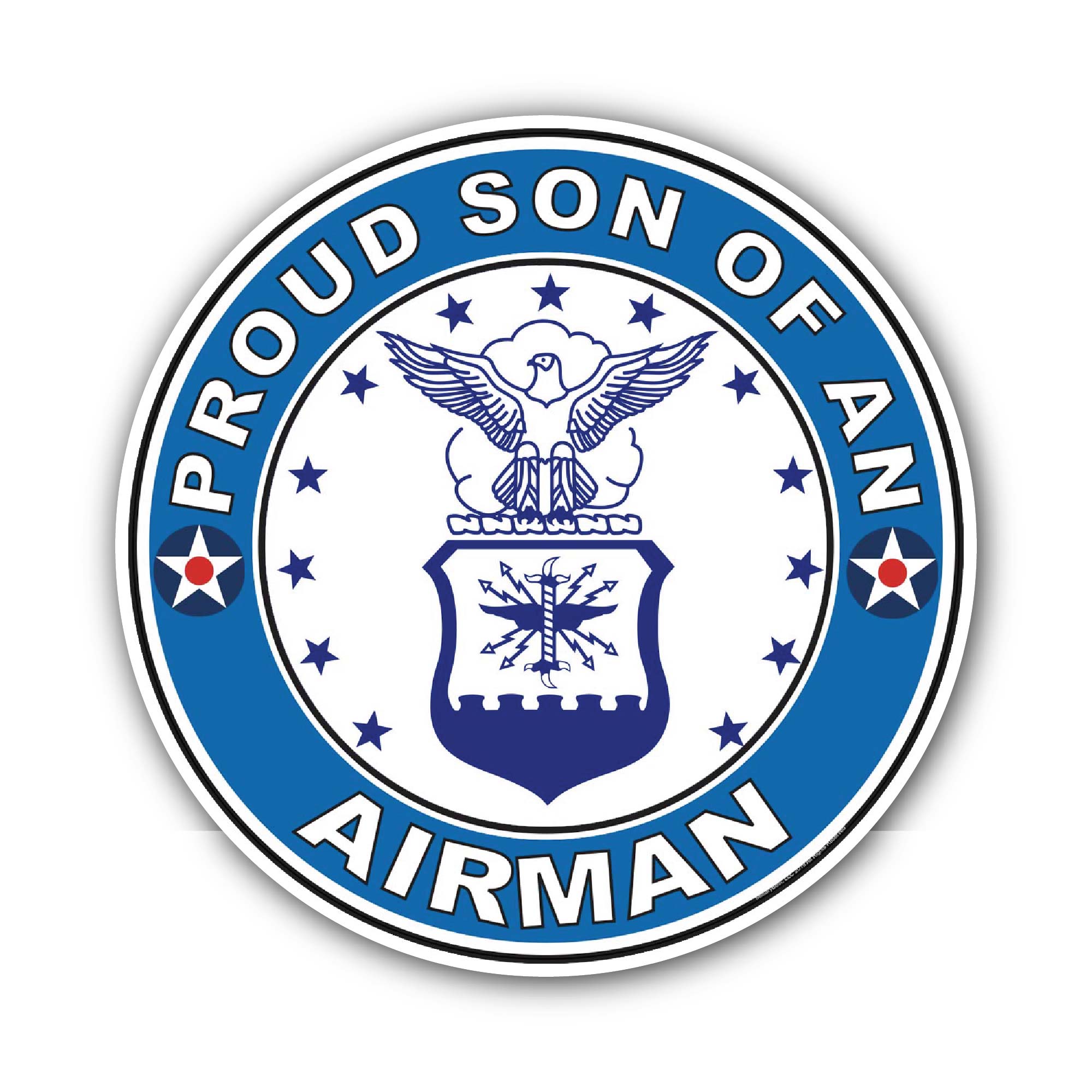 Proud Son of an Airman U.S. Air Force Sticker, Waterproof Vinyl Decal Sticker Indoor Or Outdoor 2 (Pieces) 3" and 5"