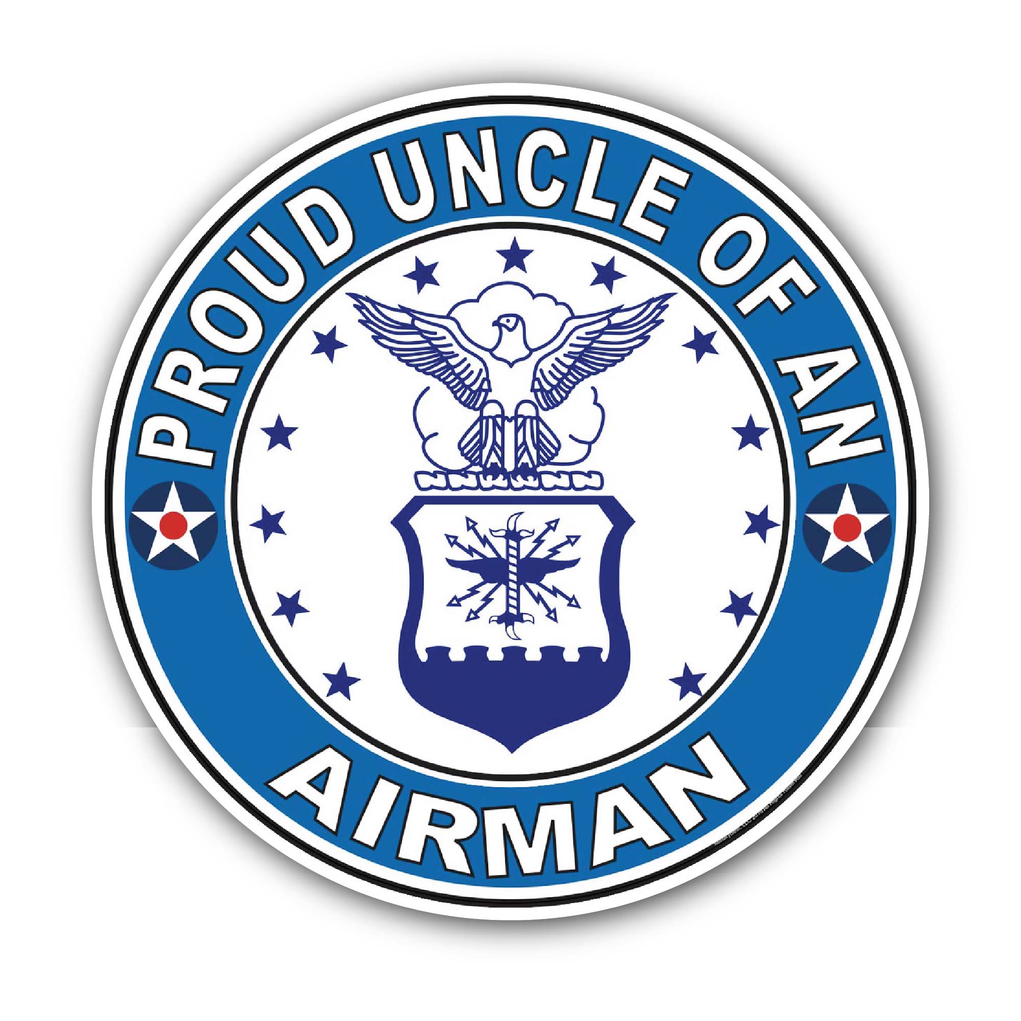 Proud Uncle of an Airman U.S. Air Force Sticker, Waterproof Vinyl Decal Sticker Indoor Or Outdoor 2 (Pieces) 3" and 5"