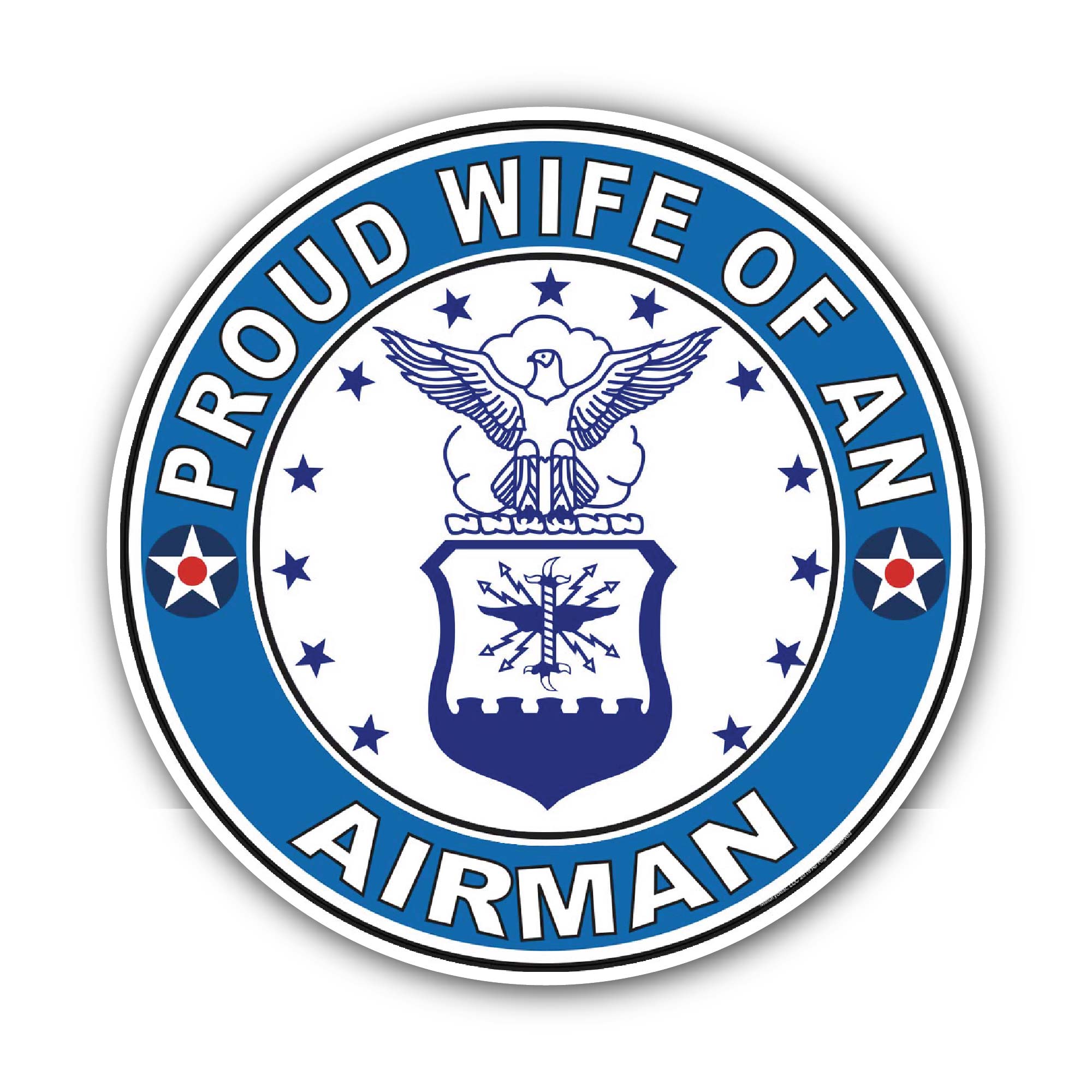 Proud Wife of an Airman U.S. Air Force Sticker, Waterproof Vinyl Decal Sticker Indoor Or Outdoor 2 (Pieces) 3" and 5"