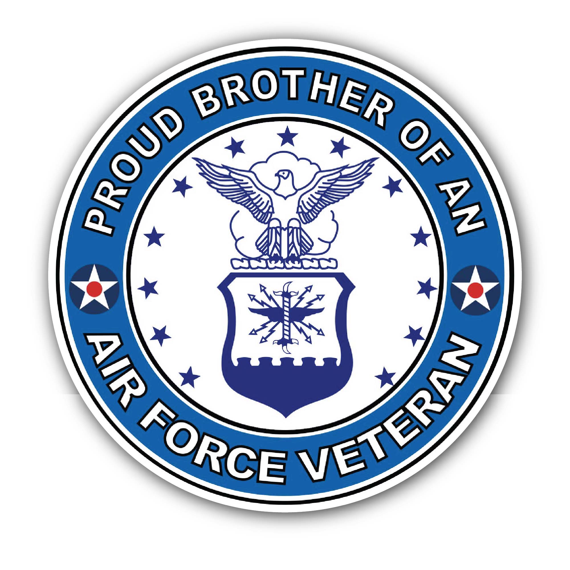 U.S. Air Force Veteran Proud Brother Sticker, Waterproof Vinyl Decal Sticker Indoor Or Outdoor 2 (Pieces) 3" and 5"