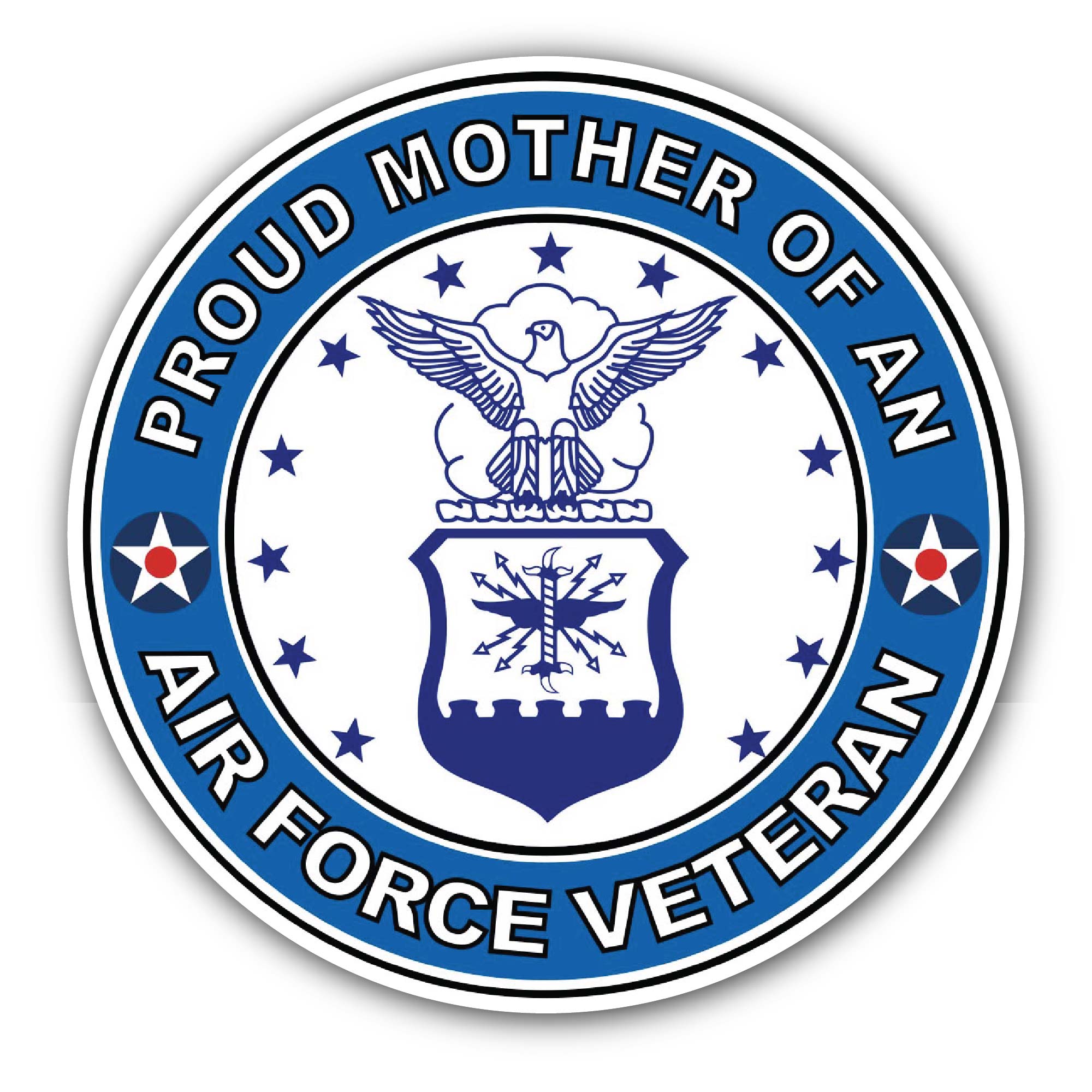 U.S. Air Force Veteran Proud Mother Sticker, Waterproof Vinyl Decal Sticker Indoor Or Outdoor 2 (Pieces) 3" and 5"