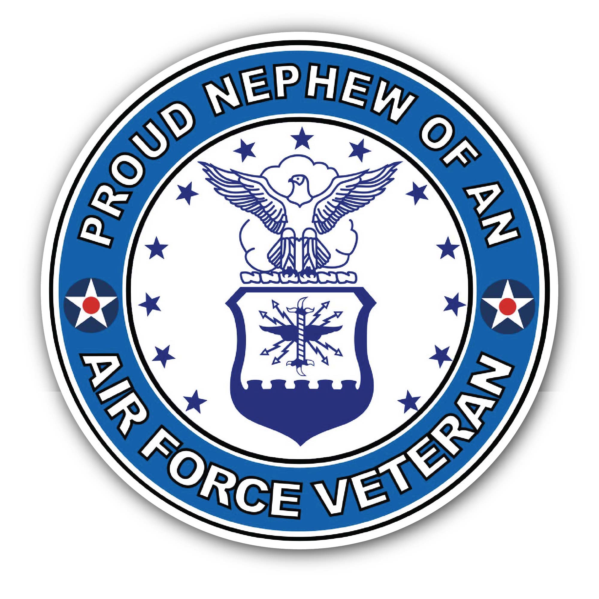 U.S. Air Force Veteran Proud Nephew Sticker, Waterproof Vinyl Decal Sticker Indoor Or Outdoor 2 (Pieces) 3" and 5"