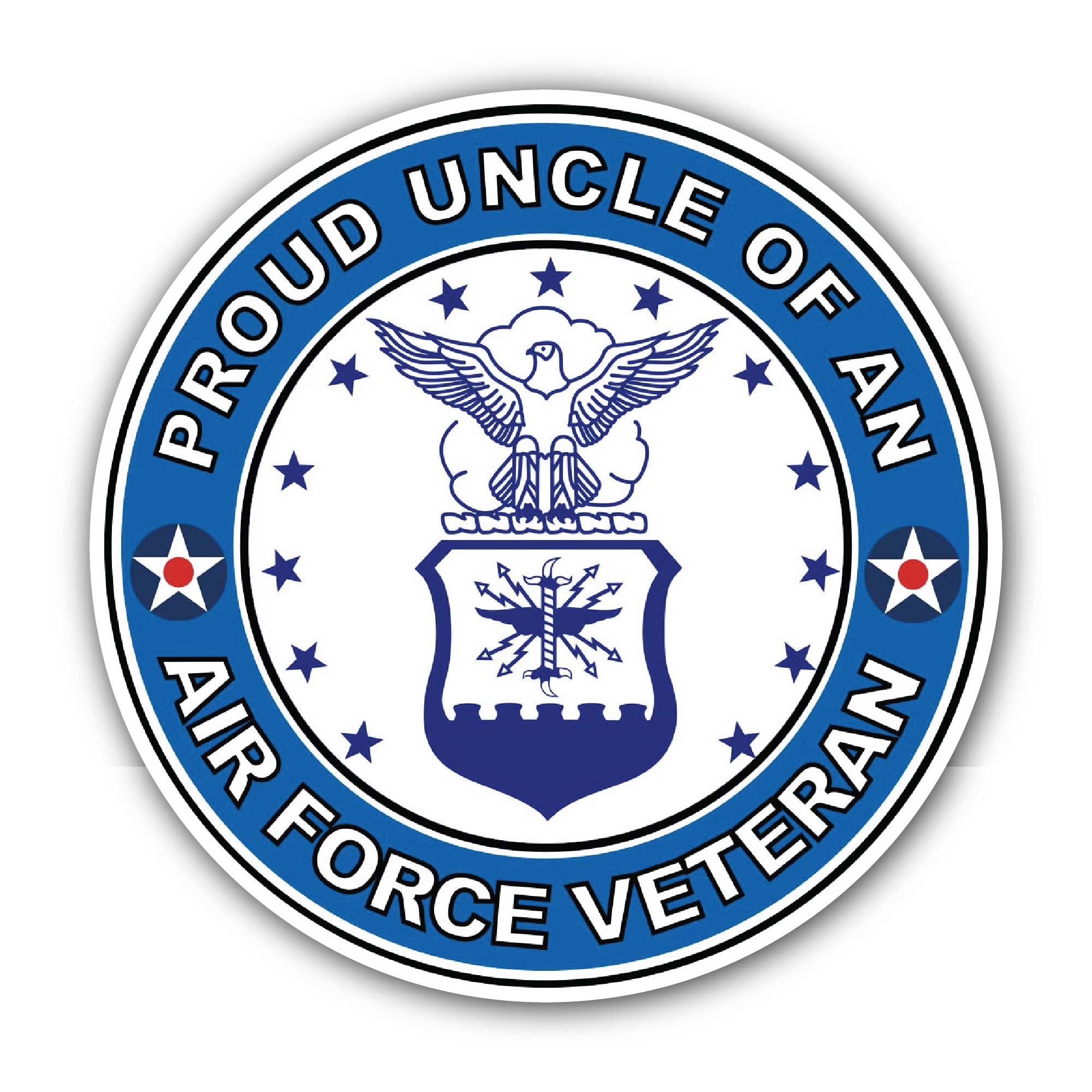 U.S. Air Force Veteran Proud Uncle Sticker, Waterproof Vinyl Decal Sticker Indoor Or Outdoor 2 (Pieces) 3" and 5"