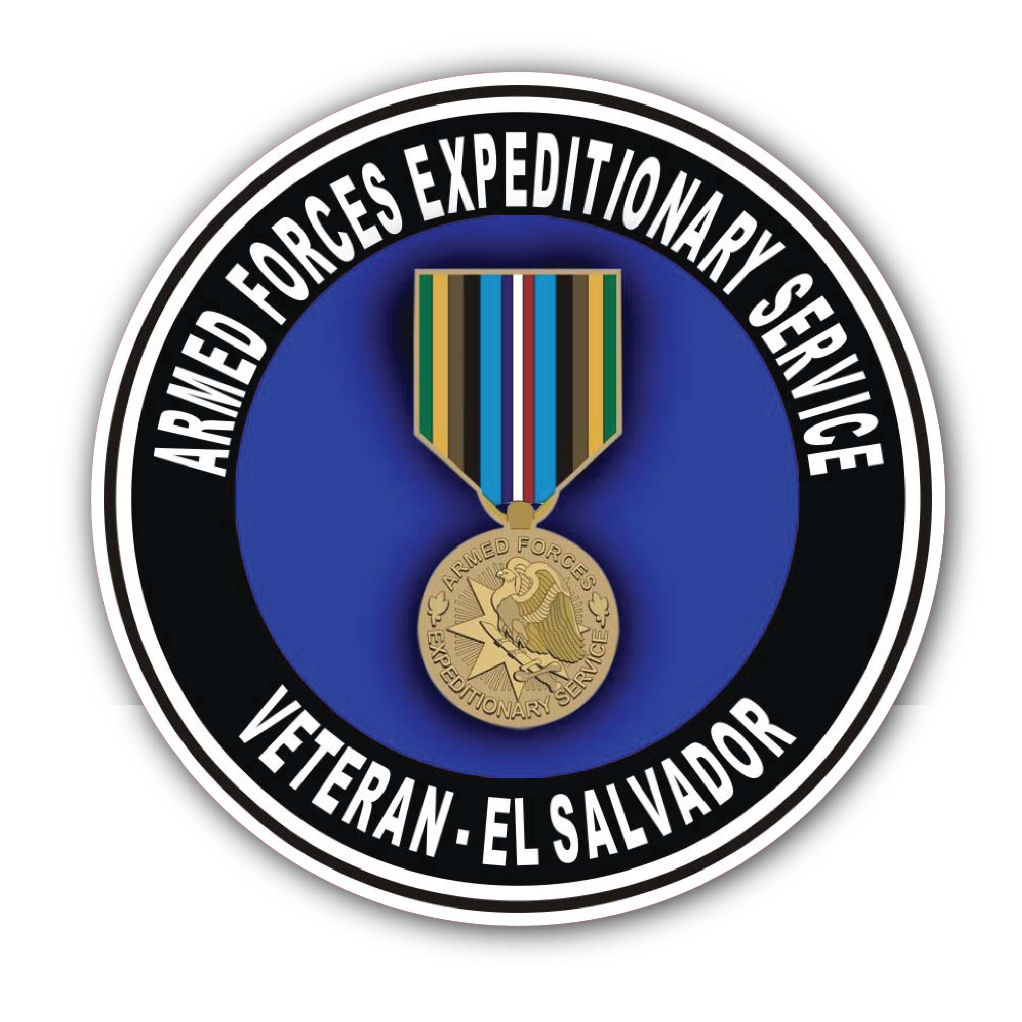 Armed Forces Expeditionary Medal El Salvador Sticker, Waterproof Vinyl Decal Sticker Indoor Or Outdoor 2 (Pieces) 3" and 5"