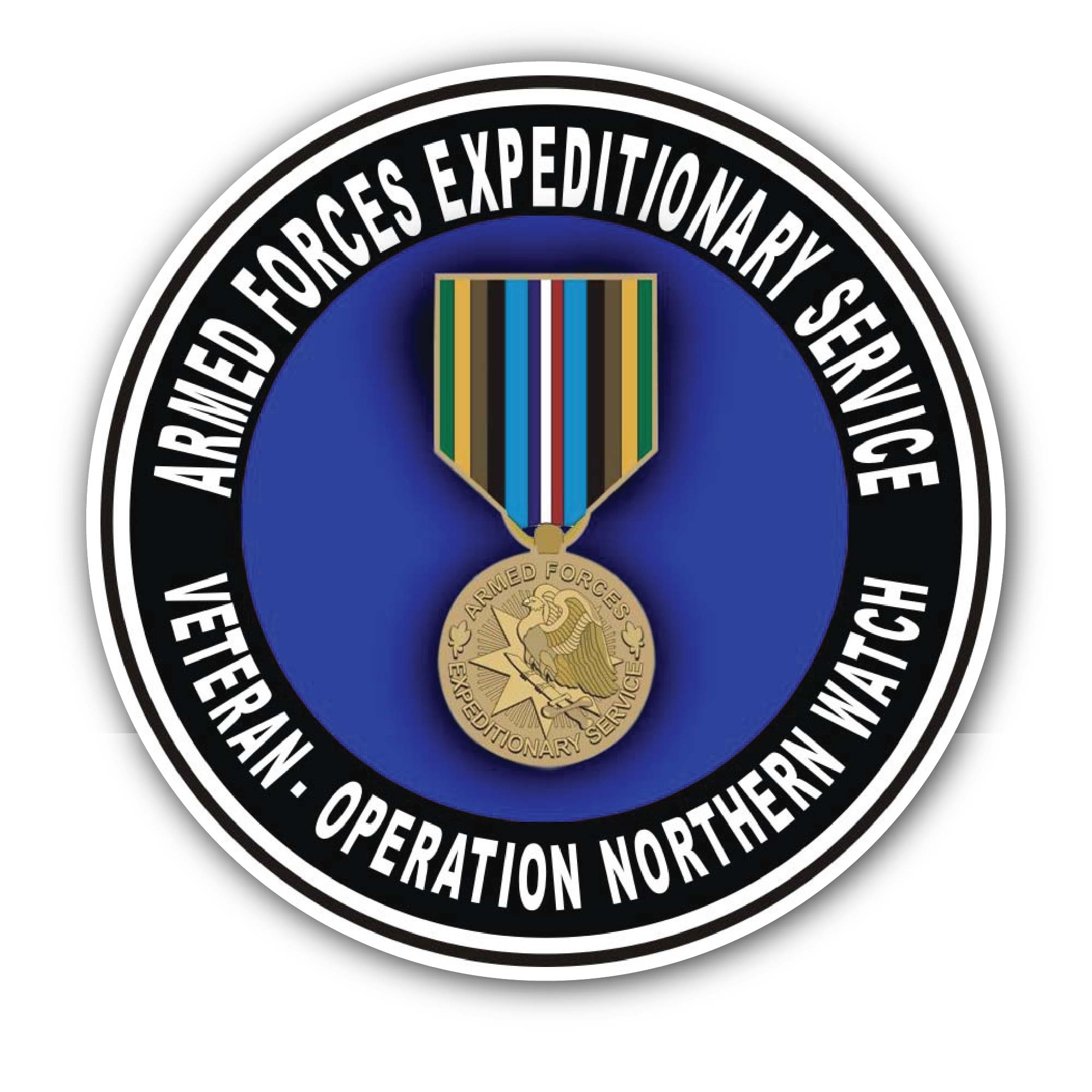 Armed Forces Expeditionary Medal Operation Northern Watch Sticker, Waterproof Vinyl Decal Sticker Indoor Or Outdoor 2 (Pieces) 3" and 5"