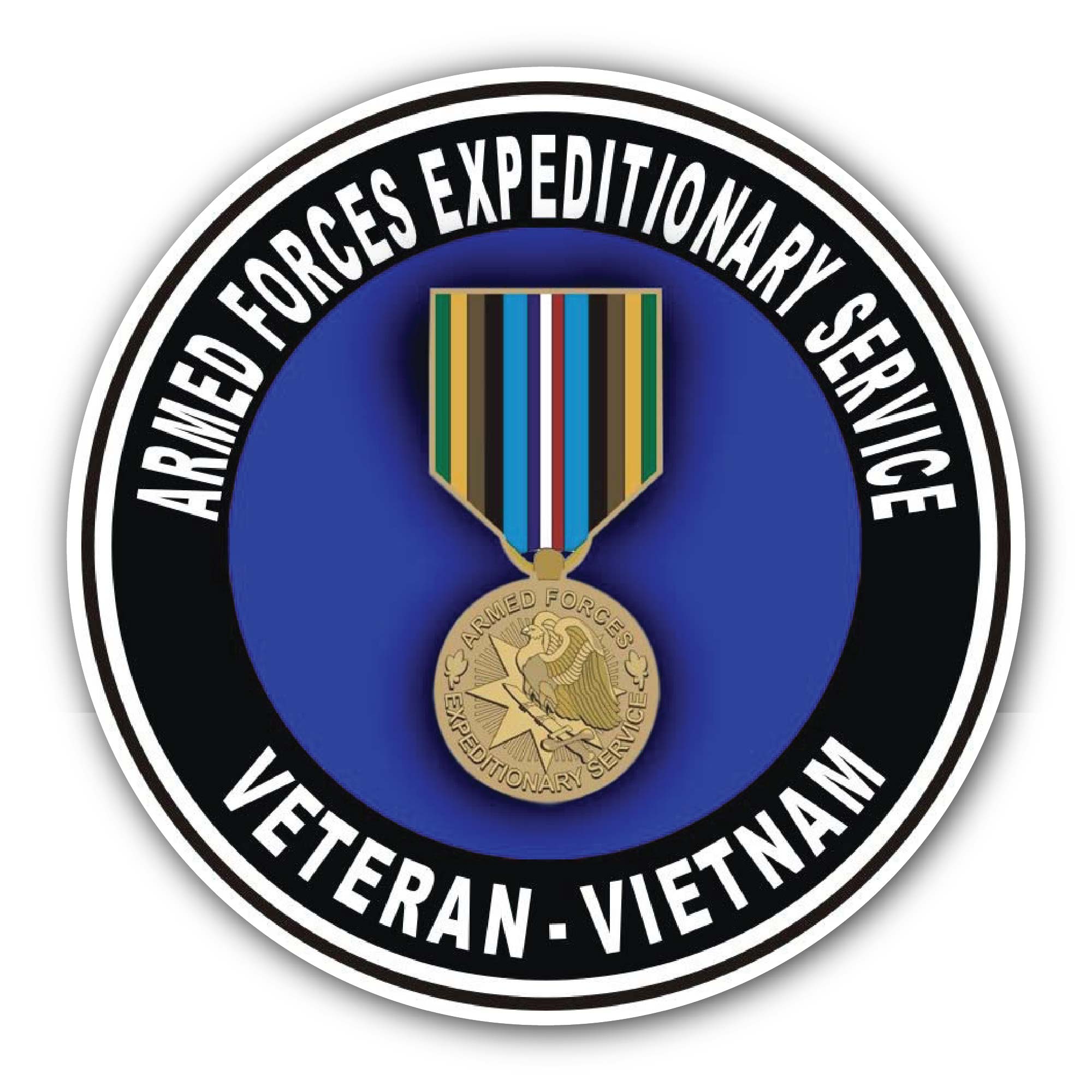 Armed Forces Expeditionary Medal Vitenam Sticker, Waterproof Vinyl Decal Sticker Indoor Or Outdoor 2 (Pieces) 3" and 5"