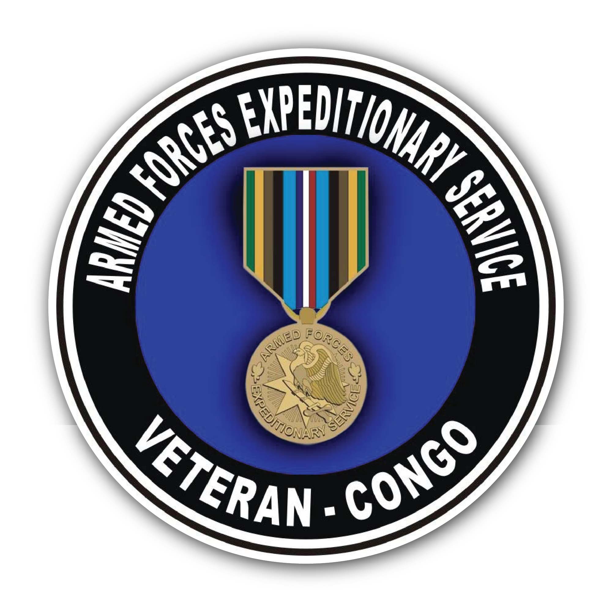 Armed Forces Expeditionary Medal Congo Sticker, Waterproof Vinyl Decal Sticker Indoor Or Outdoor 2 (Pieces) 3" and 5"