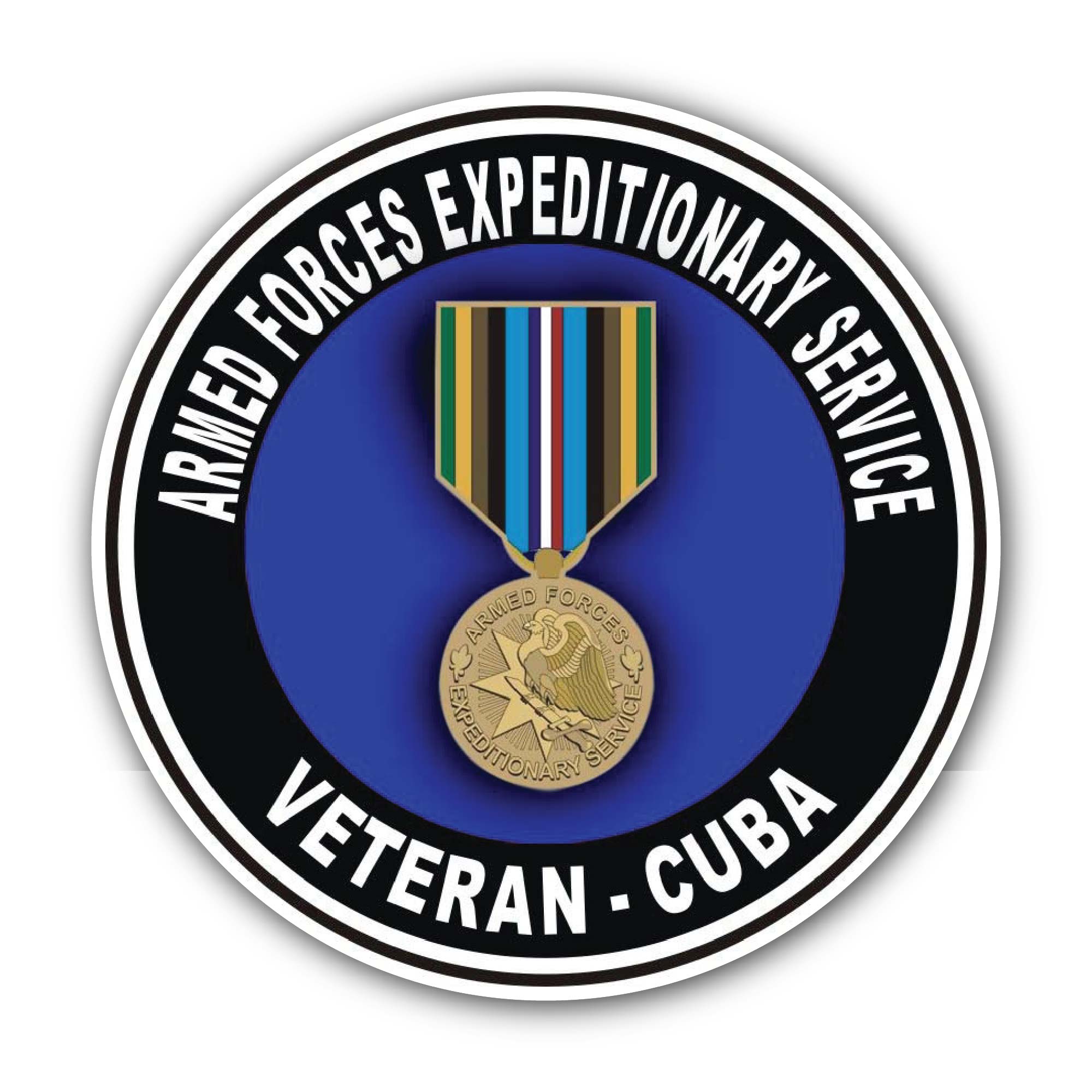 Armed Forces Expeditionary Medal Cuba Sticker, Waterproof Vinyl Decal Sticker Indoor Or Outdoor 2 (Pieces) 3" and 5"