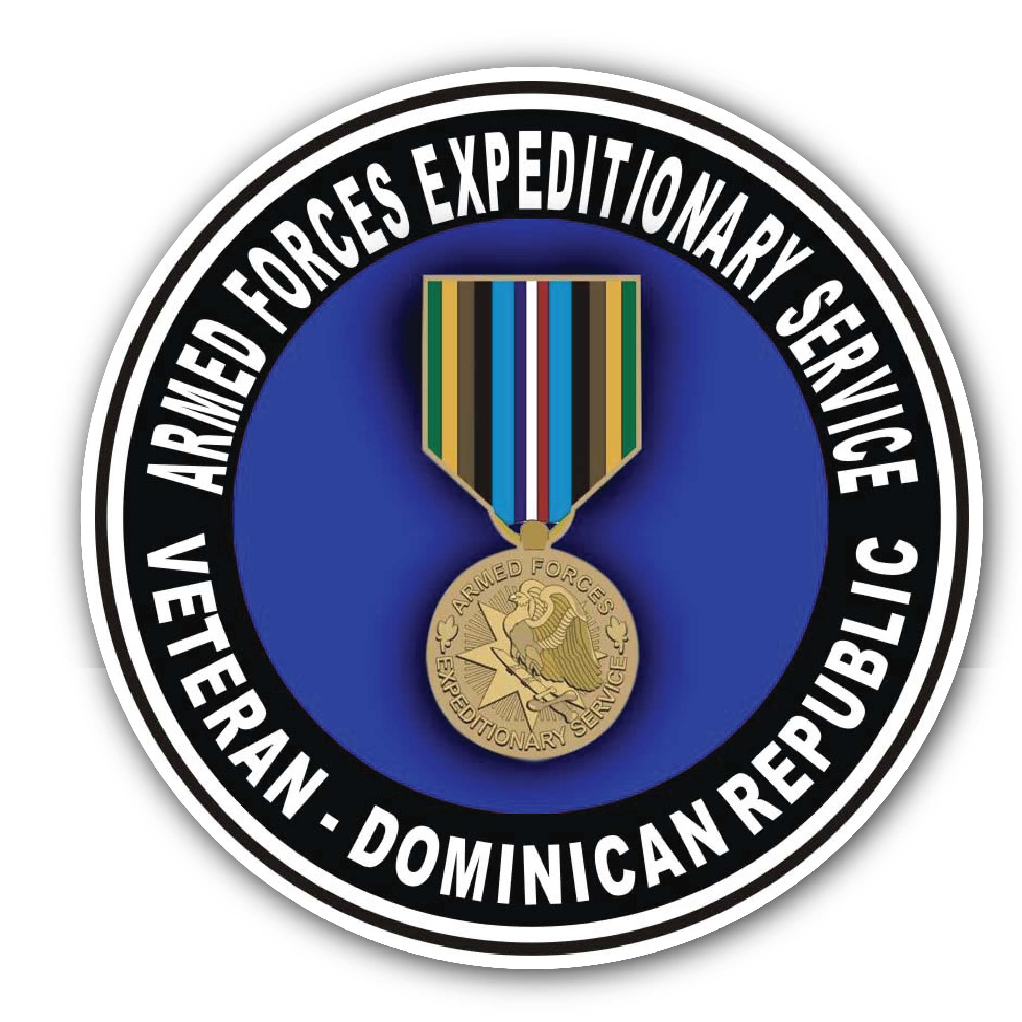 Armed Forces Expeditionary Medal Dominican Republic Sticker, Waterproof Vinyl Decal Sticker Indoor Or Outdoor 2 (Pieces) 3" and 5"