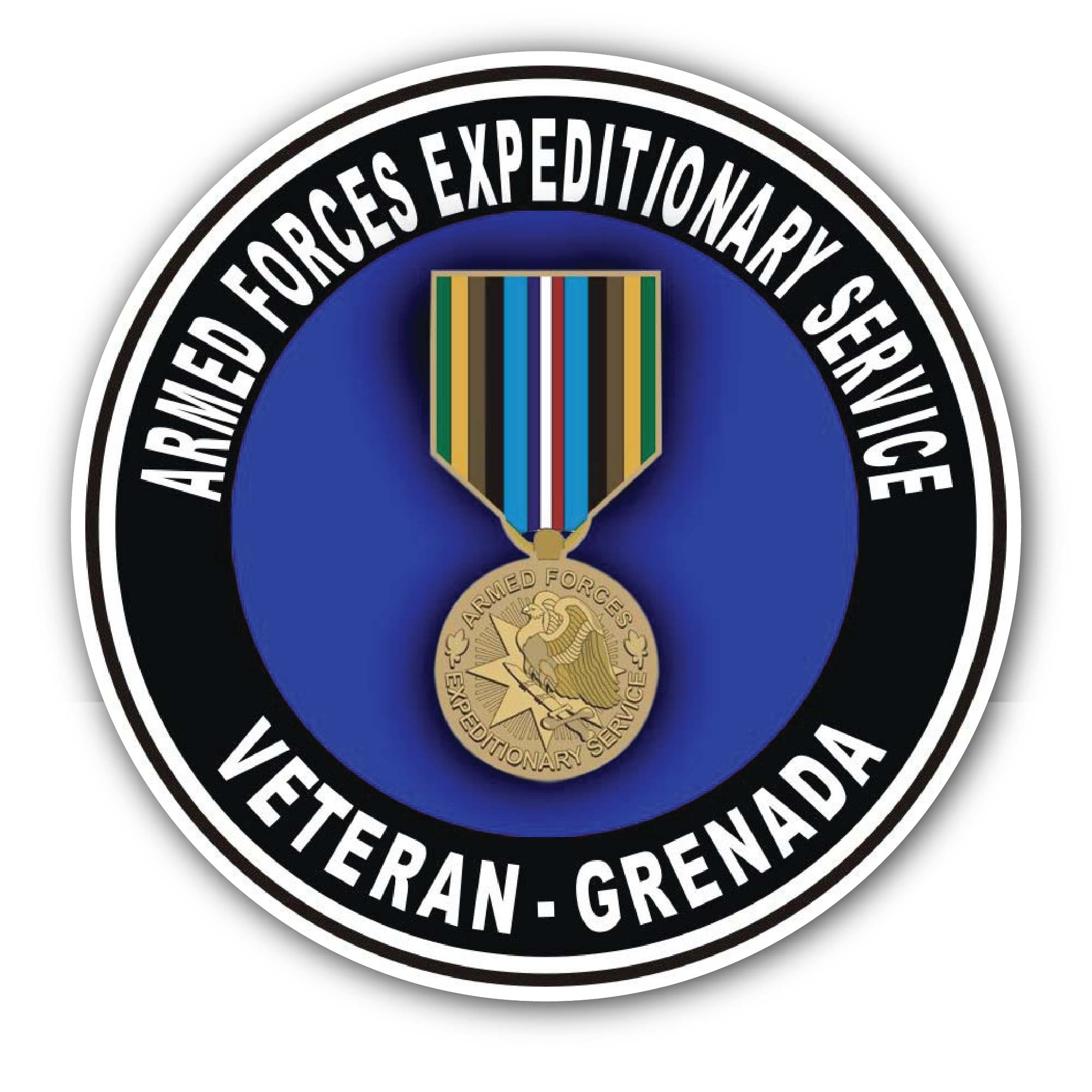 Armed Forces Expeditionary Medal Grenada Sticker, Waterproof Vinyl Decal Sticker Indoor Or Outdoor 2 (Pieces) 3" and 5"