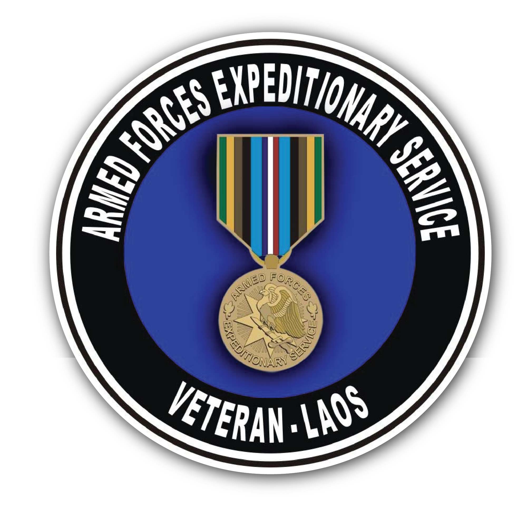 Armed Forces Expeditionary Medal Laos Sticker, Waterproof Vinyl Decal Sticker Indoor Or Outdoor 2 (Pieces) 3" and 5"