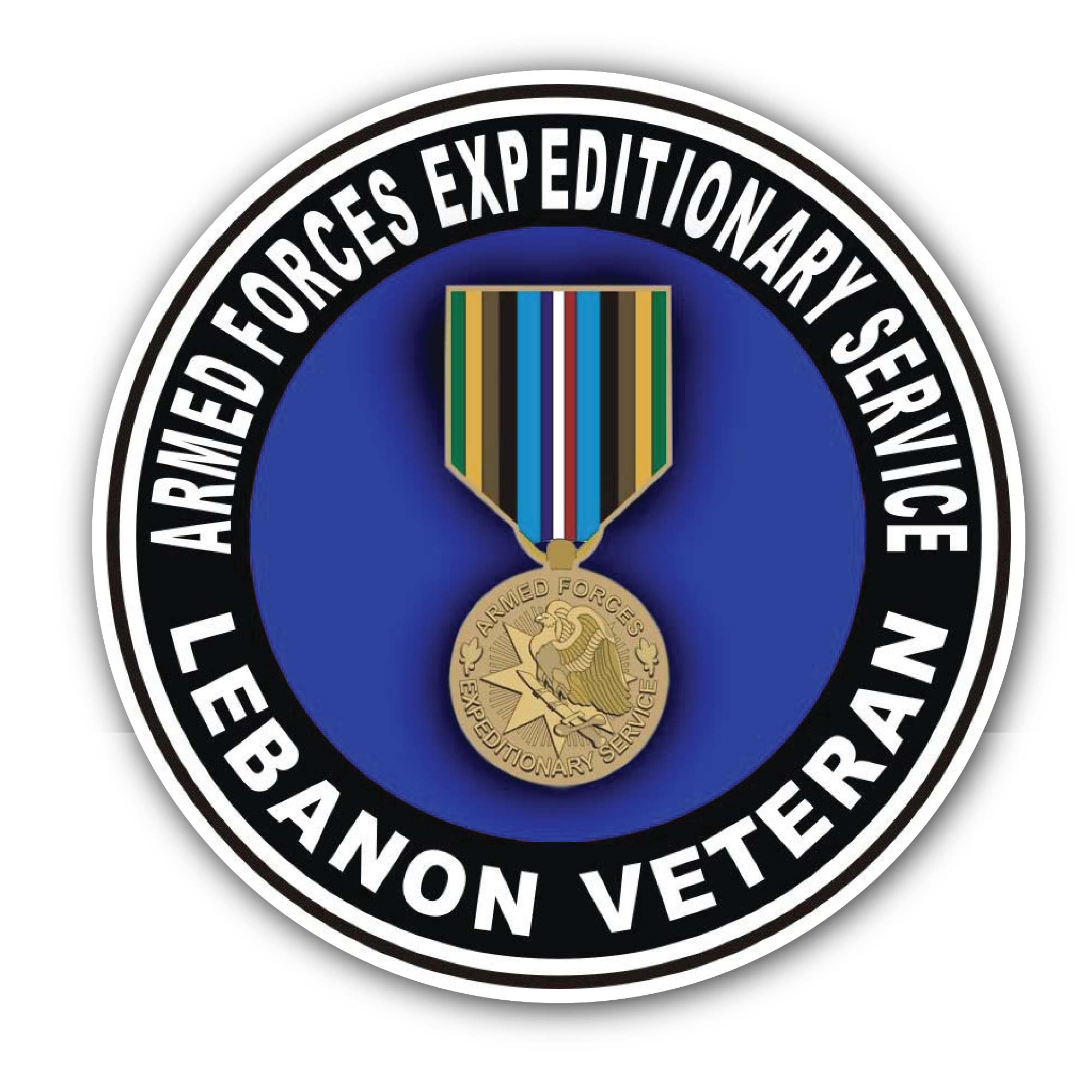 Armed Forces Expeditionary Medal Lebanon Sticker, Waterproof Vinyl Decal Sticker Indoor Or Outdoor 2 (Pieces) 3" and 5"