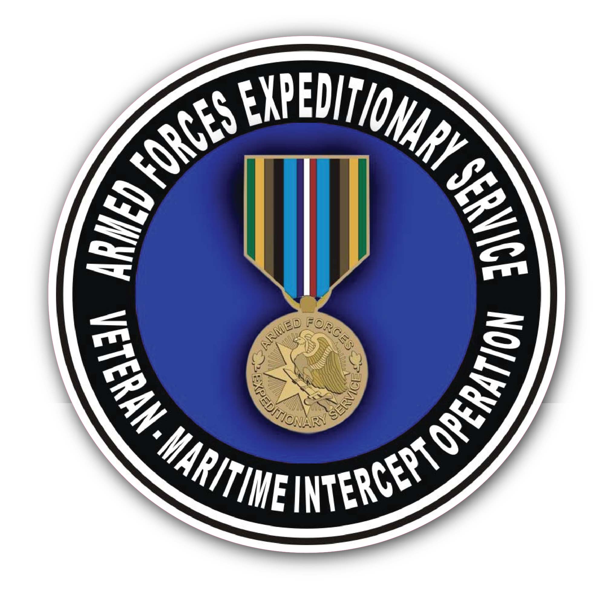 Armed Forces Expeditionary Medal Maritime Intercept Operation Sticker, Waterproof Vinyl Decal Sticker Indoor Or Outdoor 2 (Pieces) 3" and 5"