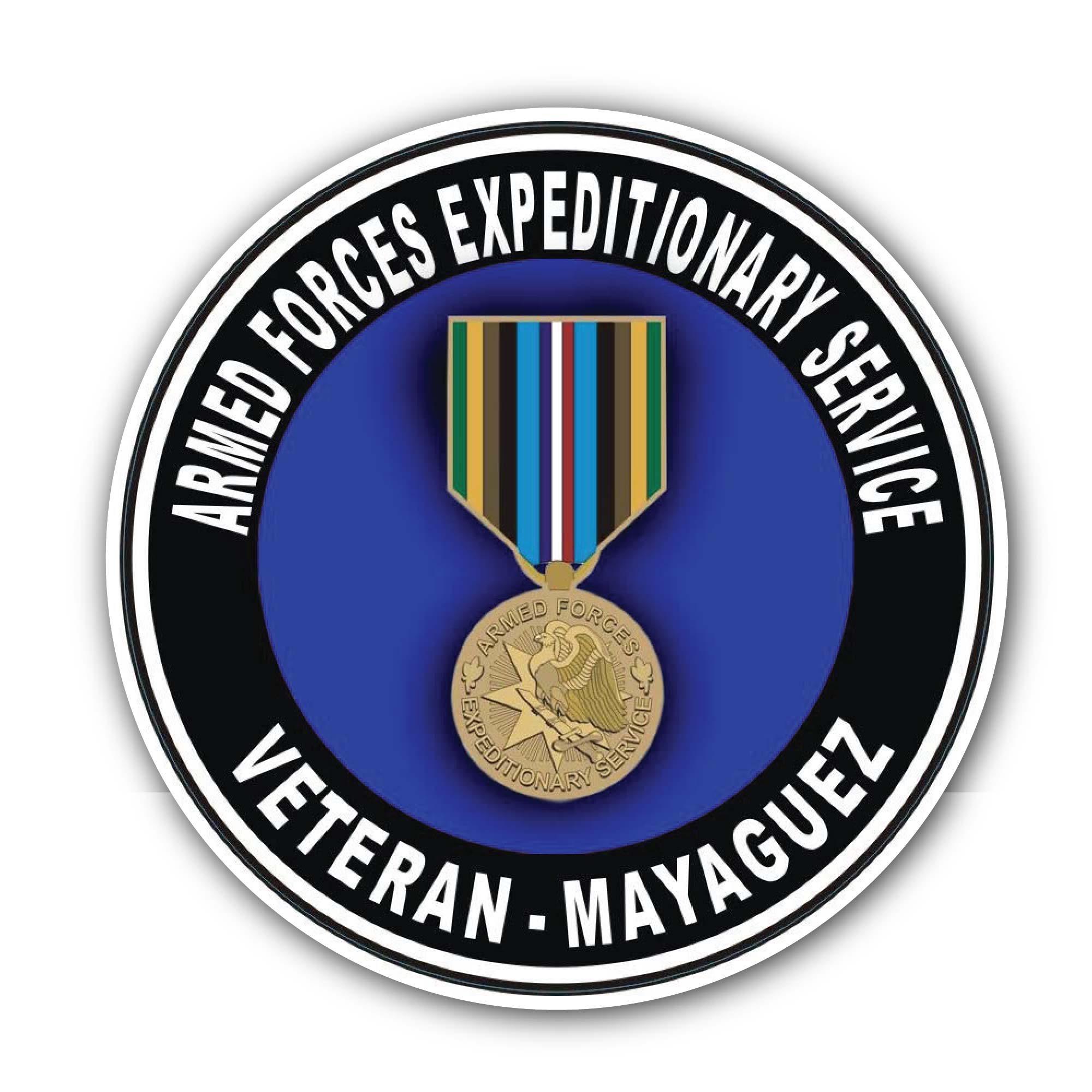 Armed Forces Expeditionary Medal Mayaguez Sticker, Waterproof Vinyl Decal Sticker Indoor Or Outdoor 2 (Pieces) 3" and 5"