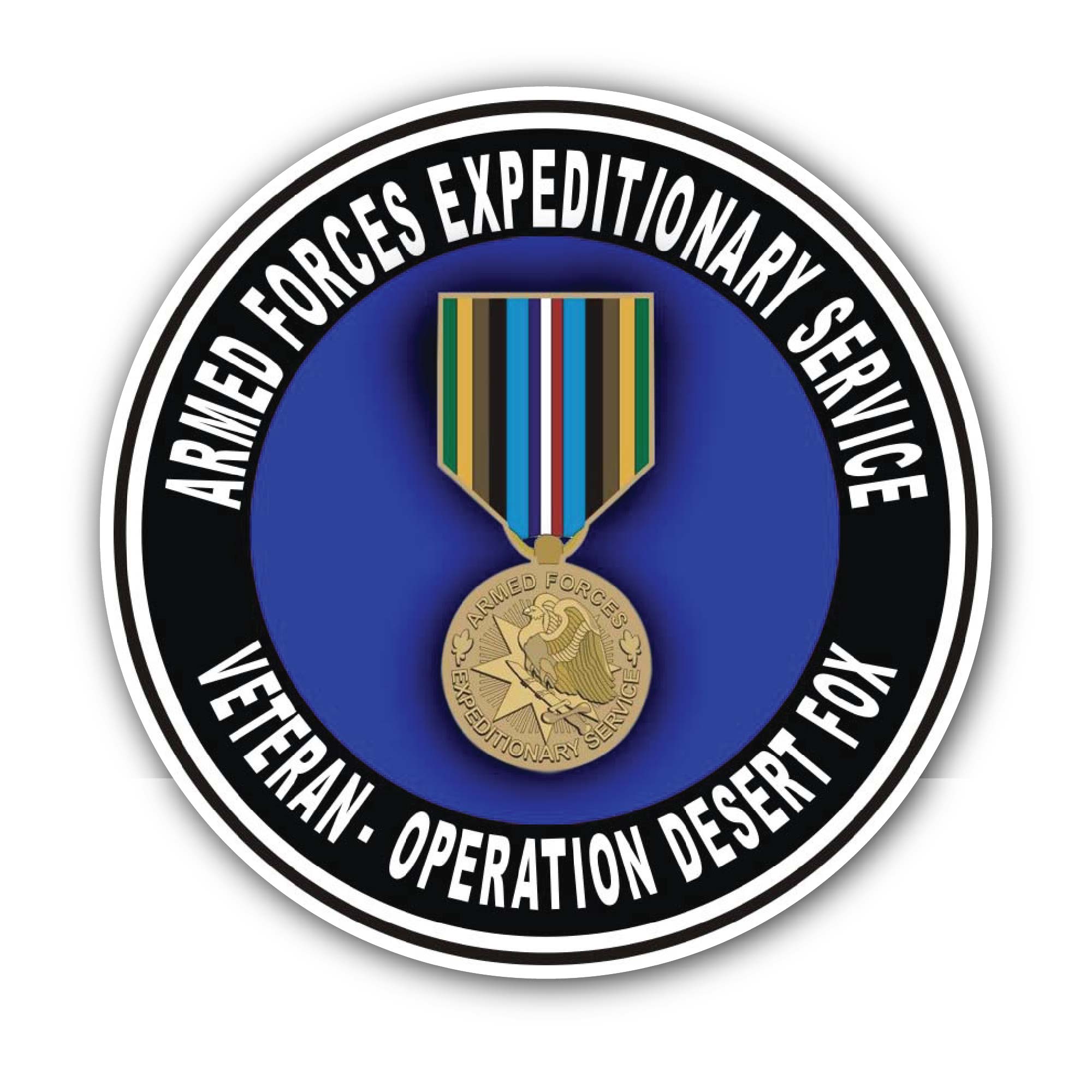 Armed Forces Expeditionary Medal Operation Desert Fox Sticker, Waterproof Vinyl Decal Sticker Indoor Or Outdoor 2 (Pieces) 3" and 5"