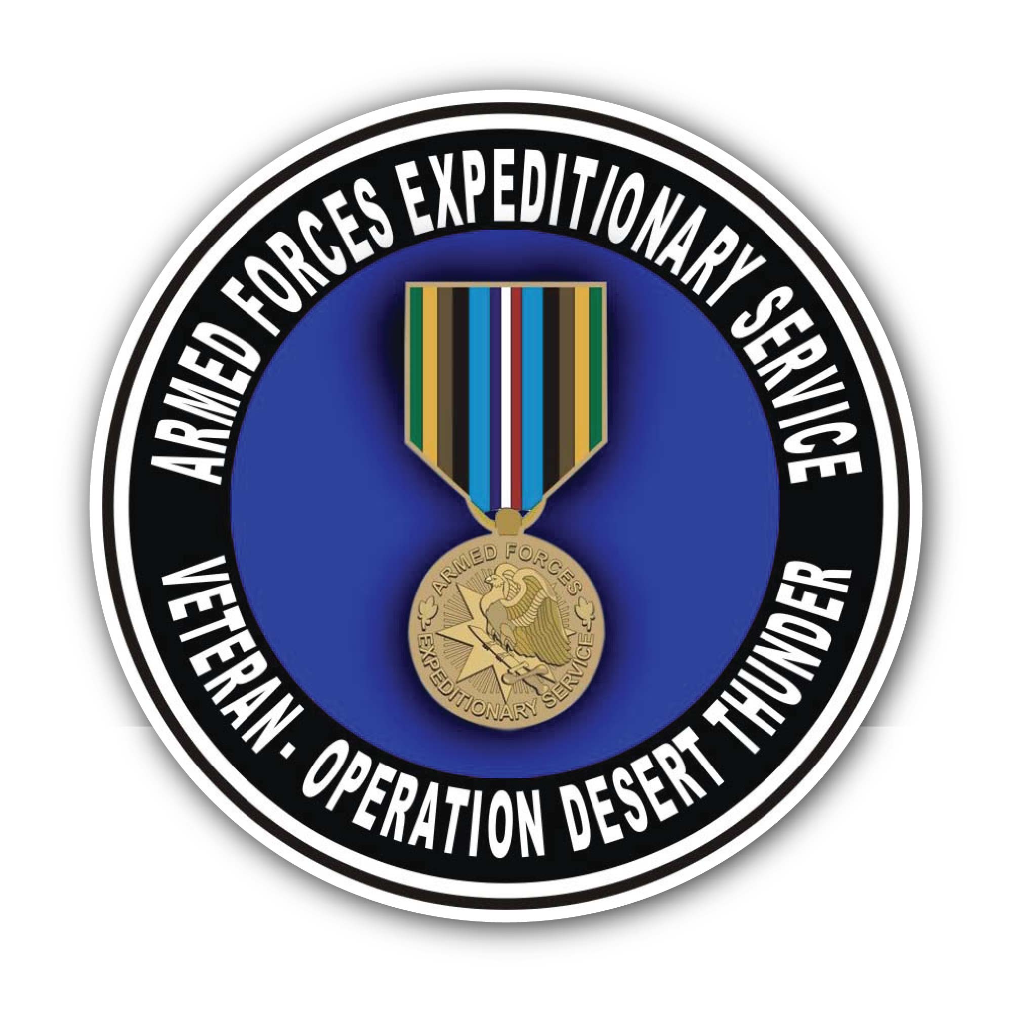 Armed Forces Expeditionary Medal Operation Desert Thunder Sticker, Waterproof Vinyl Decal Sticker Indoor Or Outdoor 2 (Pieces) 3" and 5"