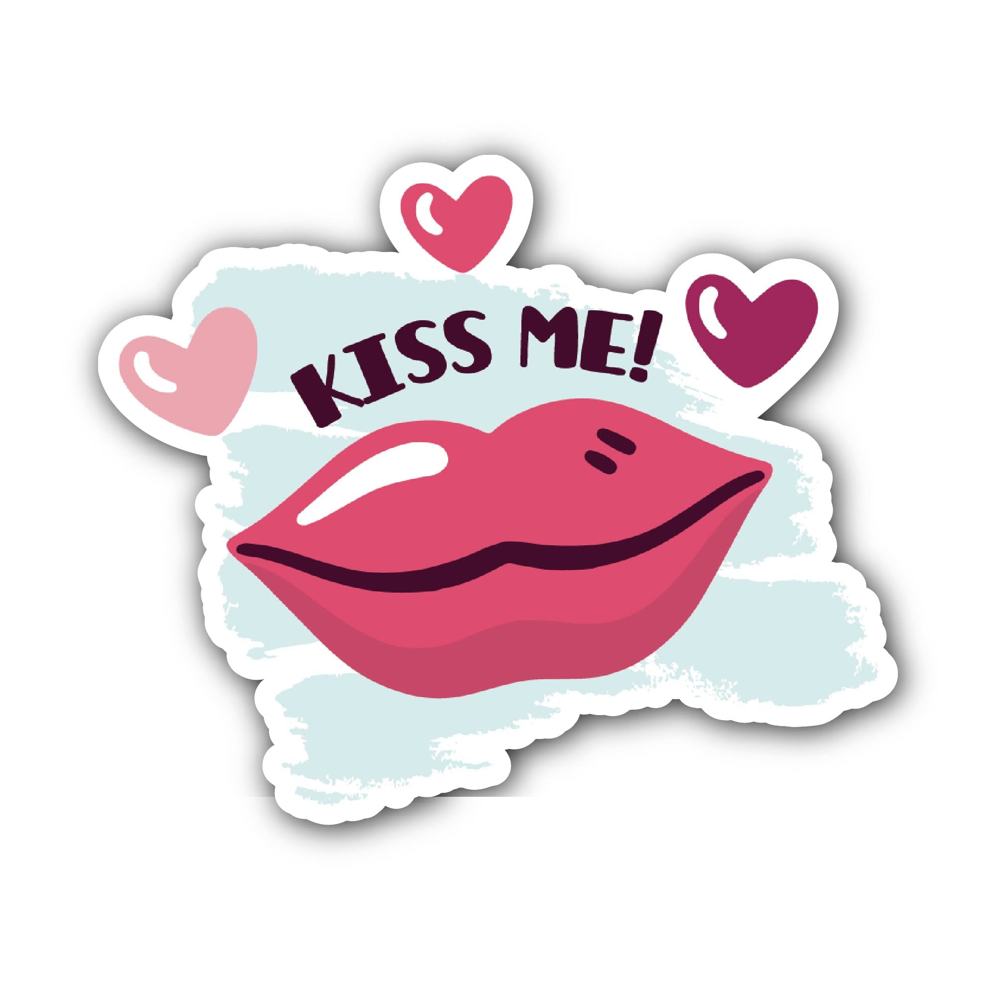 Kiss Me Sticker, Waterproof Vinyl Decal Sticker Indoor Or Outdoor 2 (Pieces) 3" and 5"