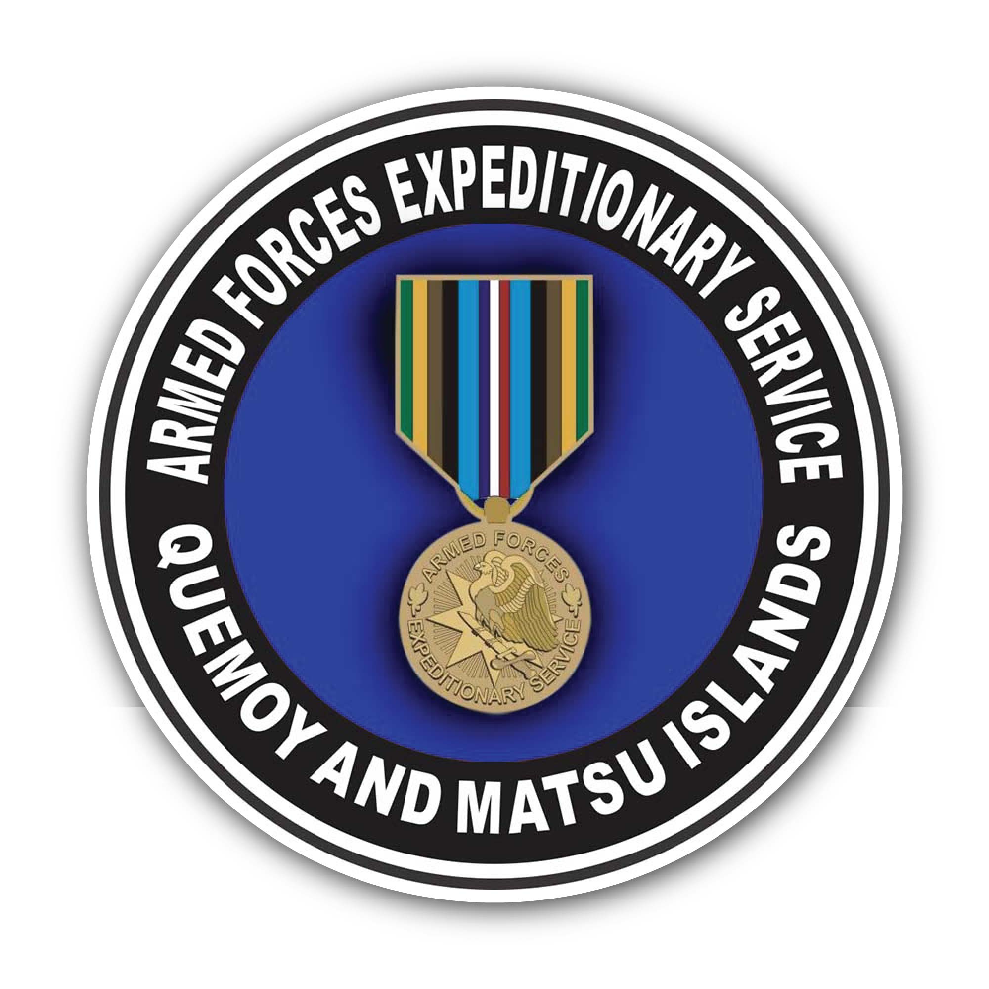 Armed Forces Expeditionary Medal Quemoy Matsu Islands Sticker, Waterproof Vinyl Decal Sticker Indoor Or Outdoor 2 (Pieces) 3" and 5"