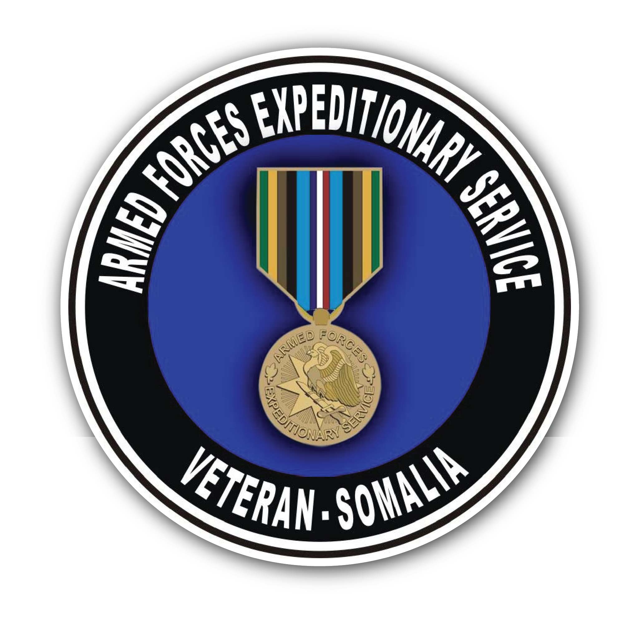 Armed Forces Expeditionary Medal Somalia Sticker, Waterproof Vinyl Decal Sticker Indoor Or Outdoor 2 (Pieces) 3" and 5"