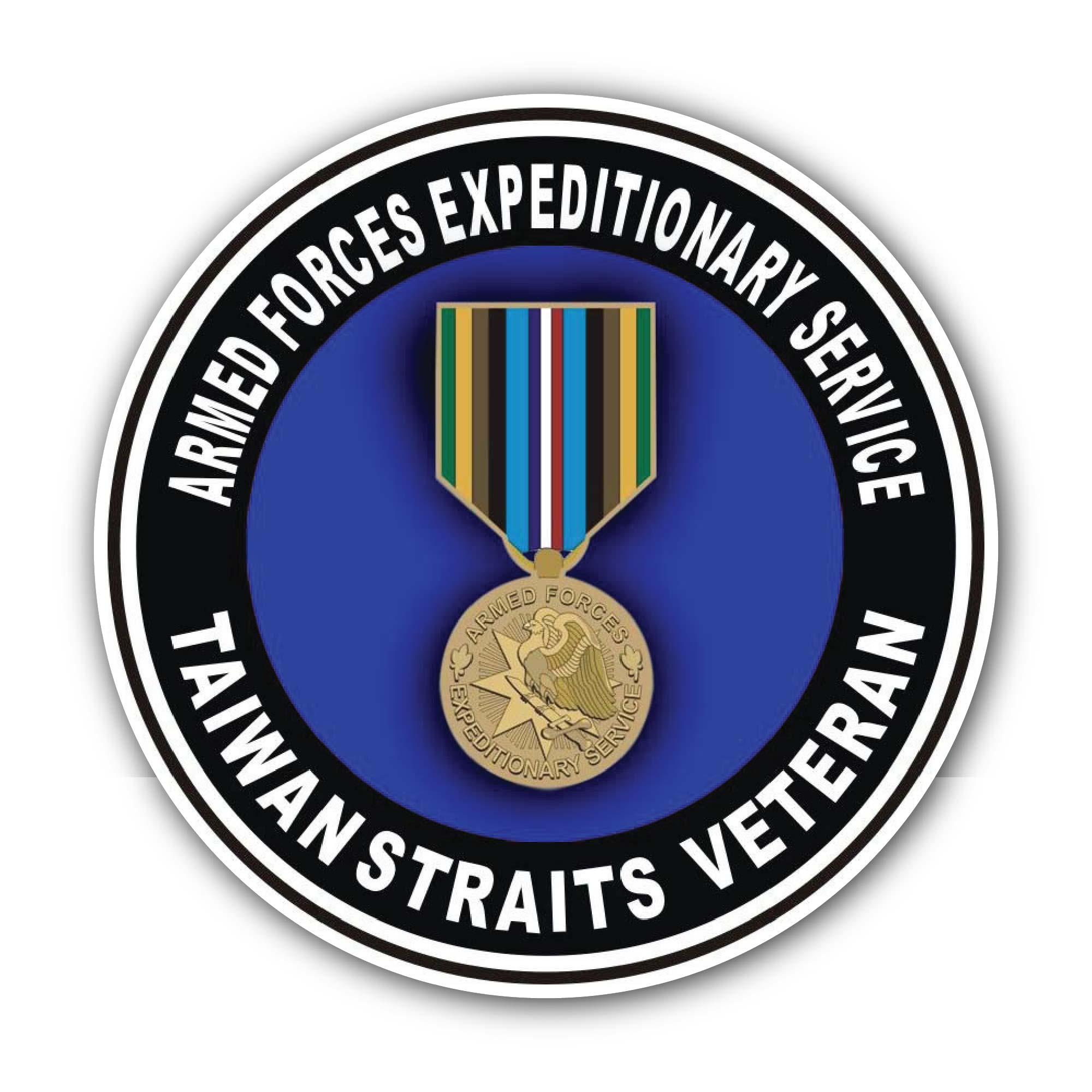 Armed Forces Expeditionary Medal Taiwan Straits Sticker, Waterproof Vinyl Decal Sticker Indoor Or Outdoor 2 (Pieces) 3" and 5"
