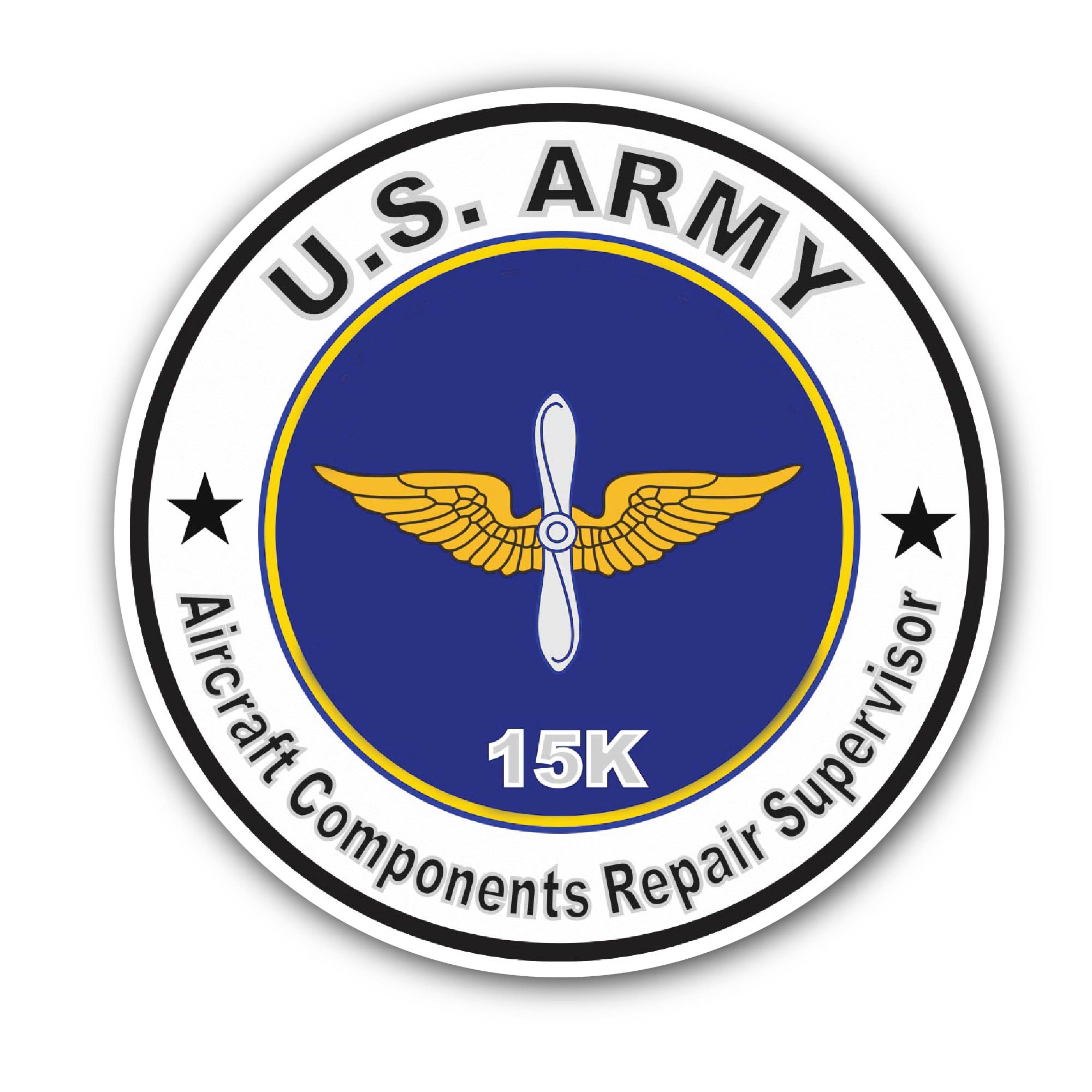 U.S. Army MOS 15K Aircraft Components Repairer Supervisor Sticker, Waterproof Vinyl Decal Sticker Indoor Or Outdoor 2 (Pieces) 3" and 5"