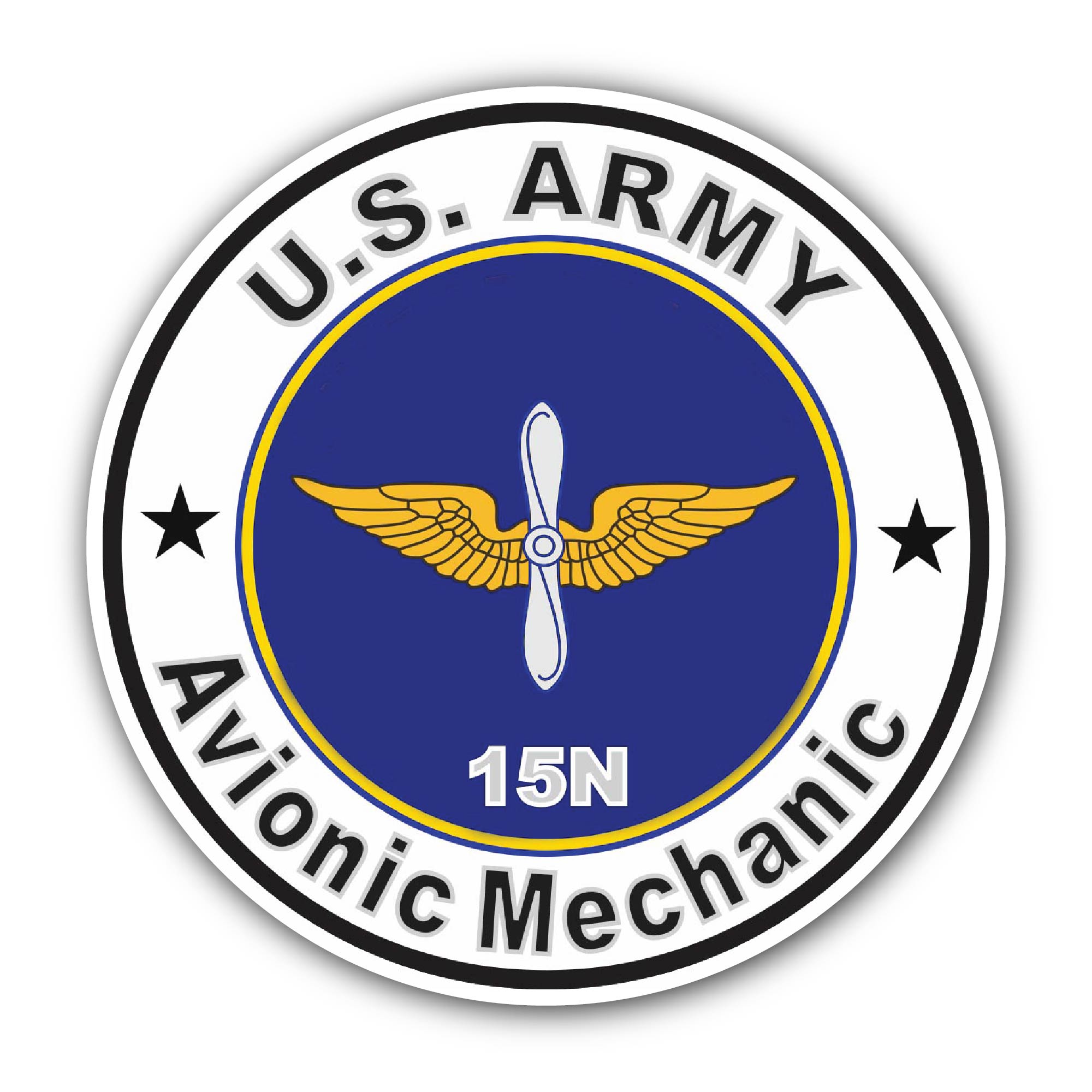 U.S. Army MOS 15N Avionic Mechanic Sticker, Waterproof Vinyl Decal Sticker Indoor Or Outdoor 2 (Pieces) 3" and 5"