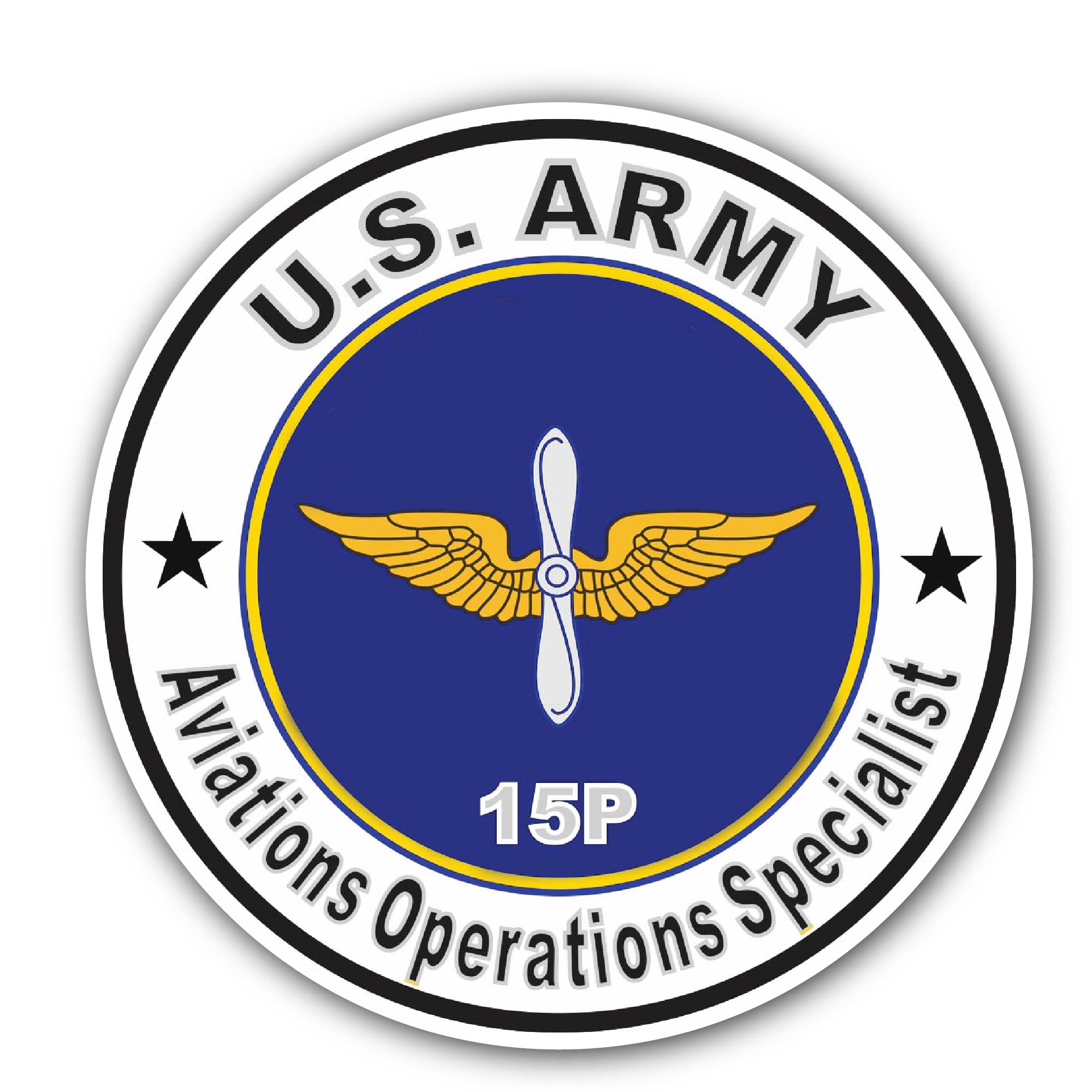U.S. Army MOS 15P Aviations Operations Specialist Sticker, Waterproof Vinyl Decal Sticker Indoor Or Outdoor 2 (Pieces) 3" and 5"
