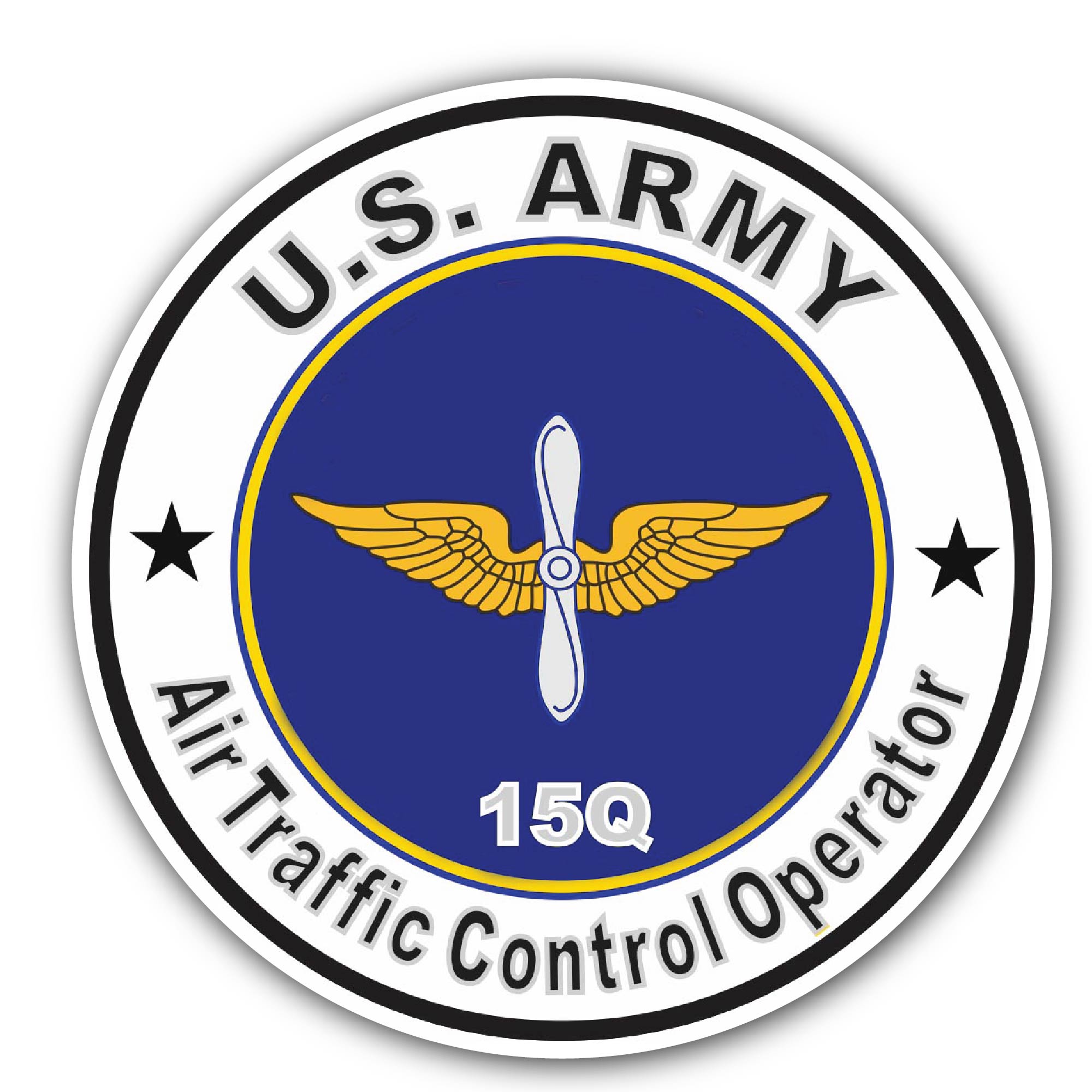 U.S. Army MOS 15Q Air Traffic Control Operator Sticker, Waterproof Vinyl Decal Sticker Indoor Or Outdoor 2 (Pieces) 3" and 5"