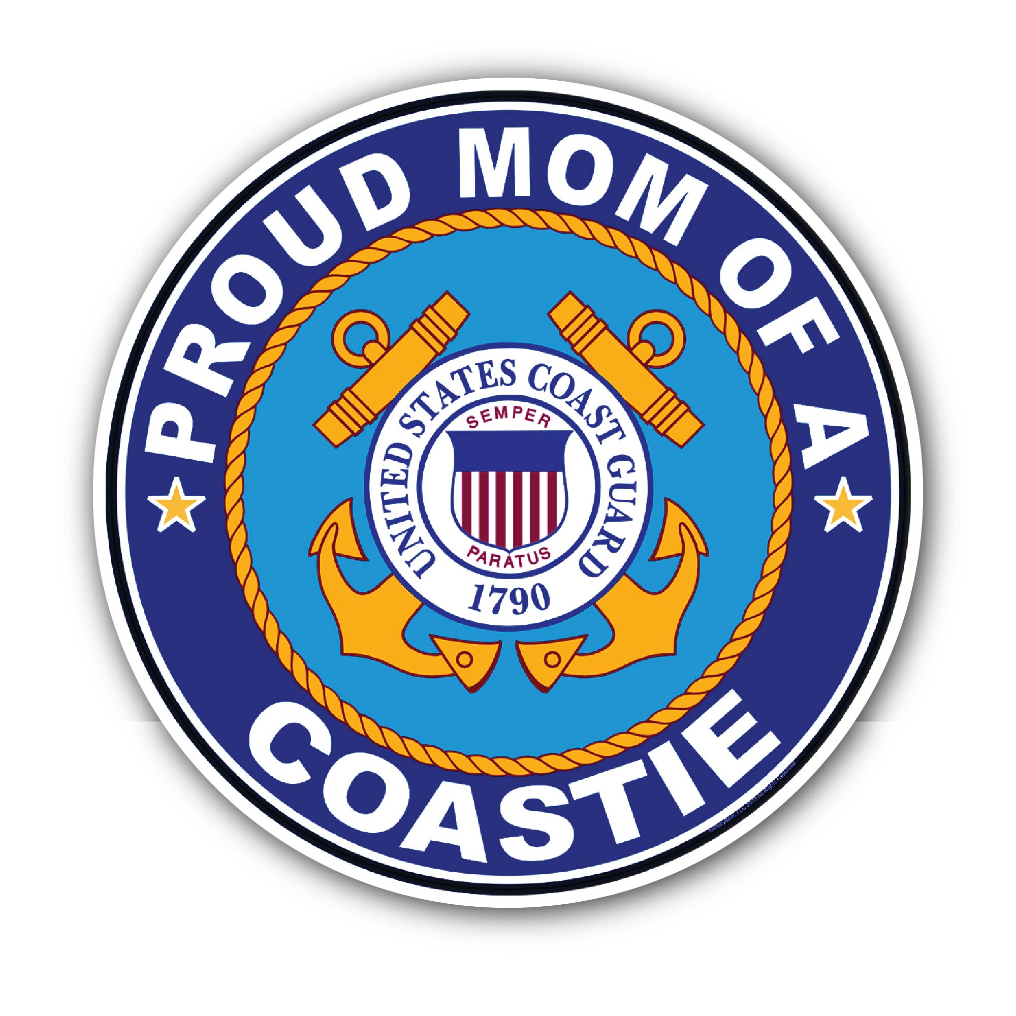Proud Mom of a Coastie U.S. Coast Guard Sticker, Waterproof Vinyl Decal Sticker Indoor Or Outdoor 2 (Pieces) 3" and 5"