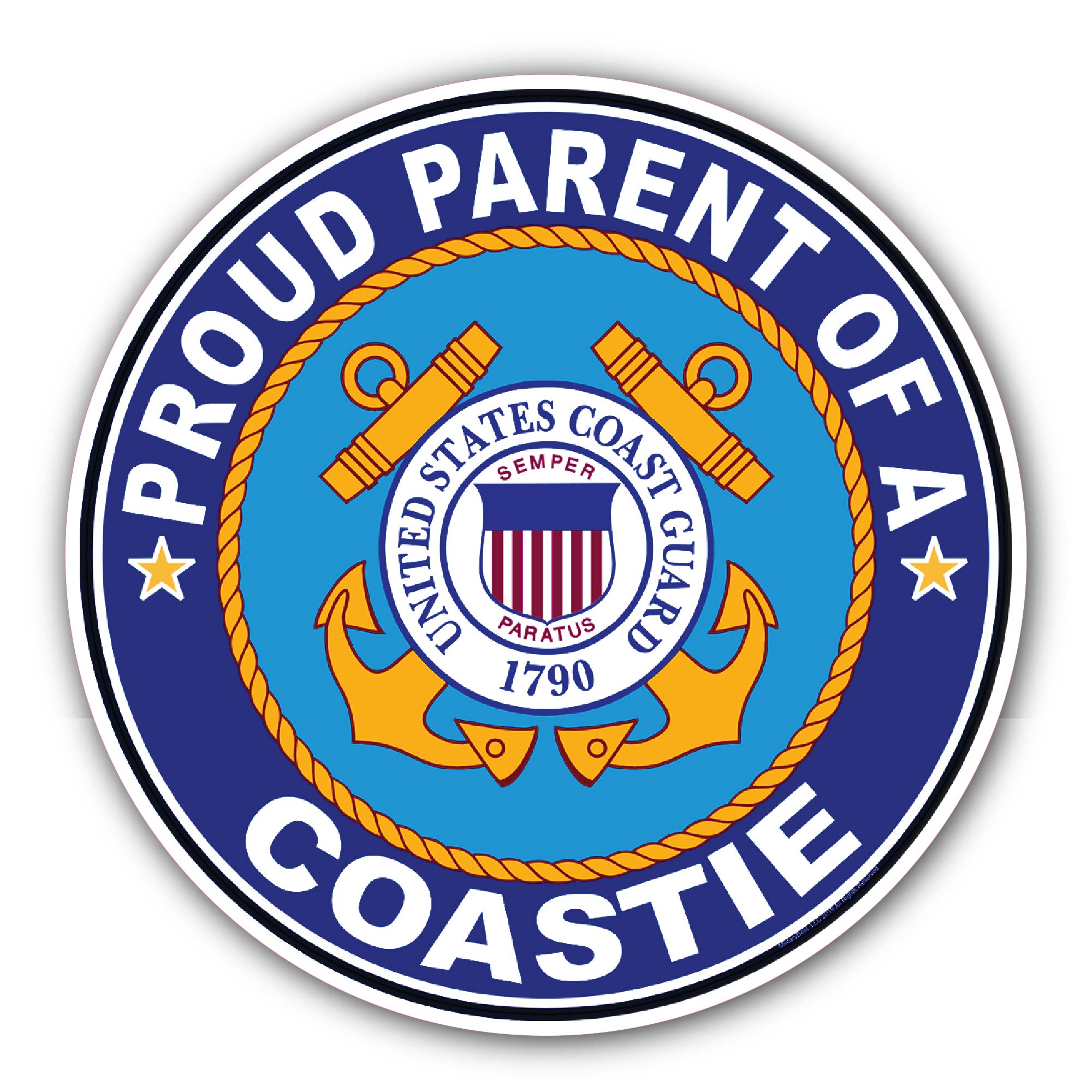 Proud Parent of a Coastie U.S. Coast Guard Sticker, Waterproof Vinyl Decal Sticker Indoor Or Outdoor 2 (Pieces) 3" and 5"