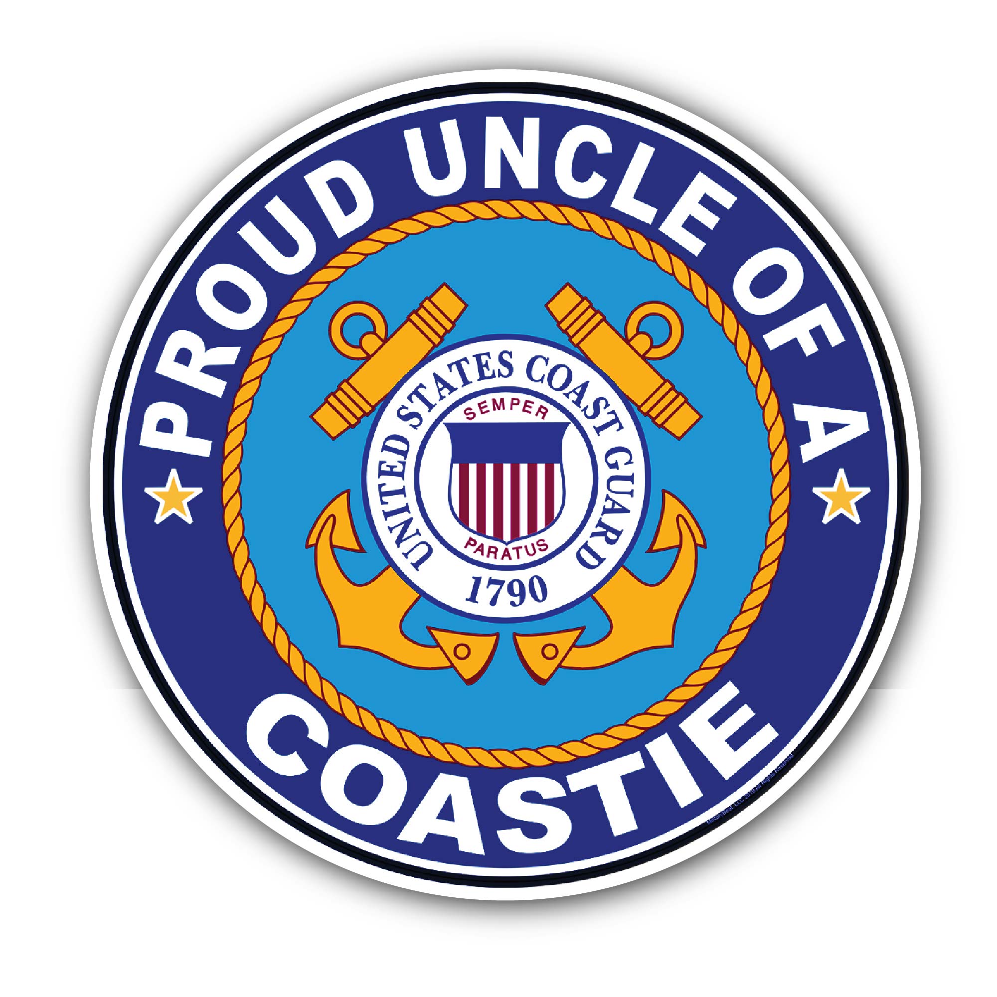 Proud Uncle of a Coastie U.S. Coast Guard Sticker, Waterproof Vinyl Decal Sticker Indoor Or Outdoor 2 (Pieces) 3" and 5"