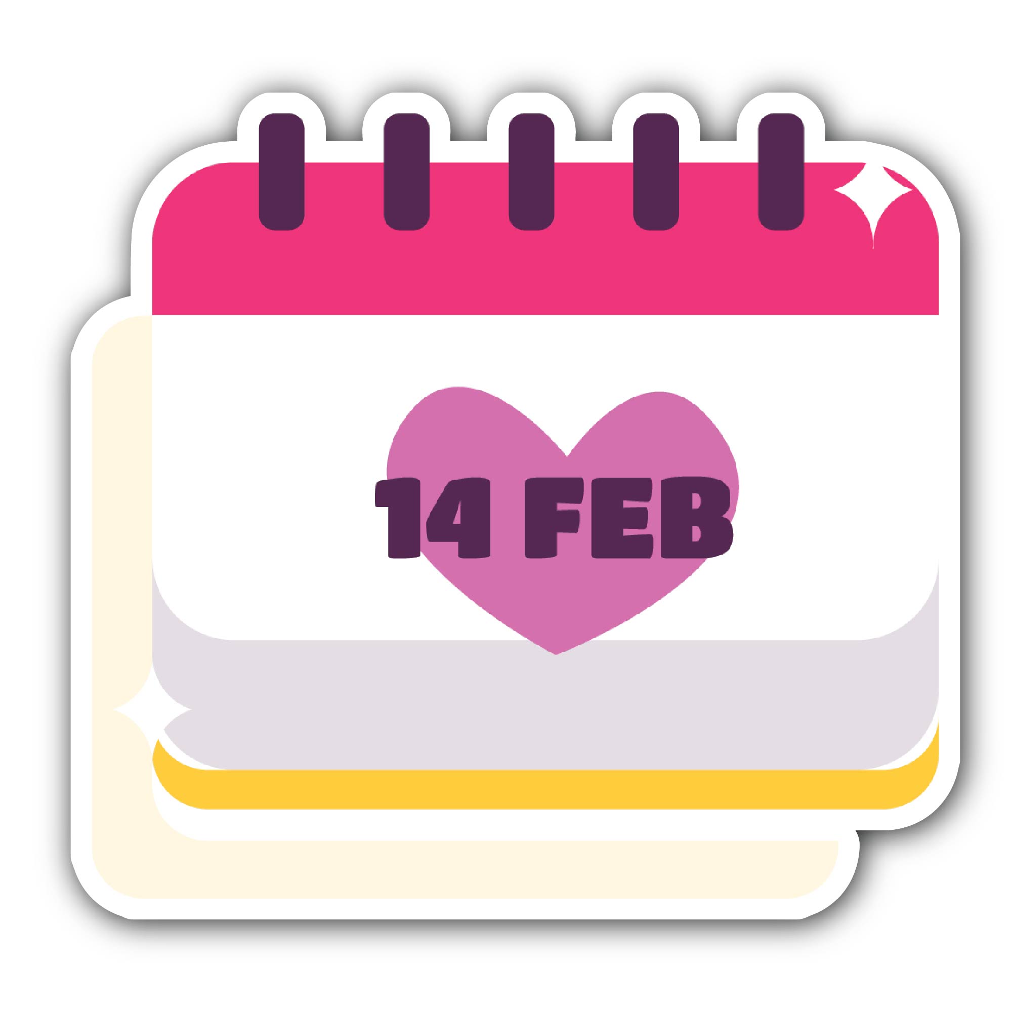Valentine's Day Calendar Sticker, Waterproof Vinyl Decal Sticker Indoor Or Outdoor 2 (Pieces) 3" and 5"
