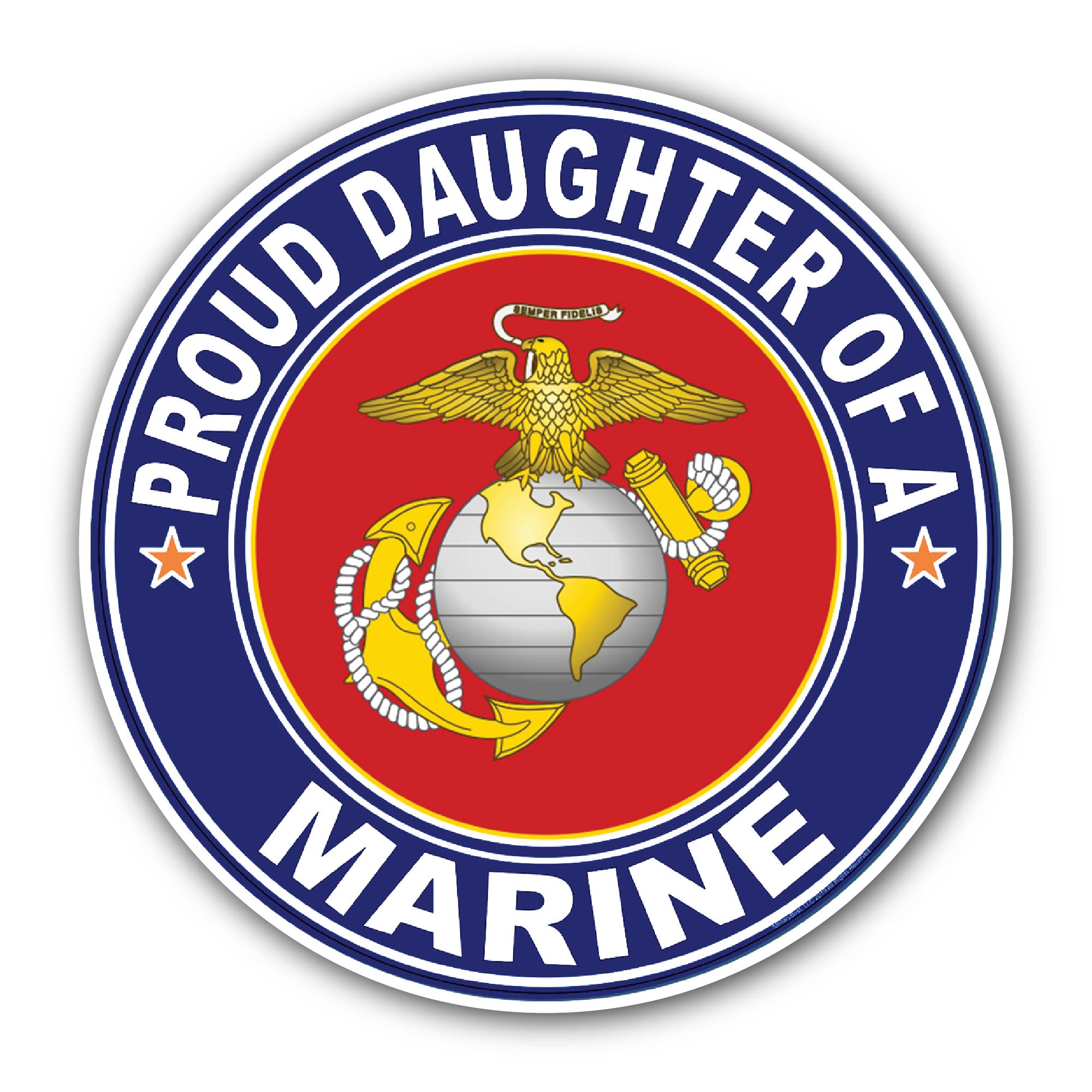 Proud Daughter of a Marine U.S. Marine Corps Sticker, Waterproof Vinyl Decal Sticker Indoor Or Outdoor 2 (Pieces) 3" and 5"