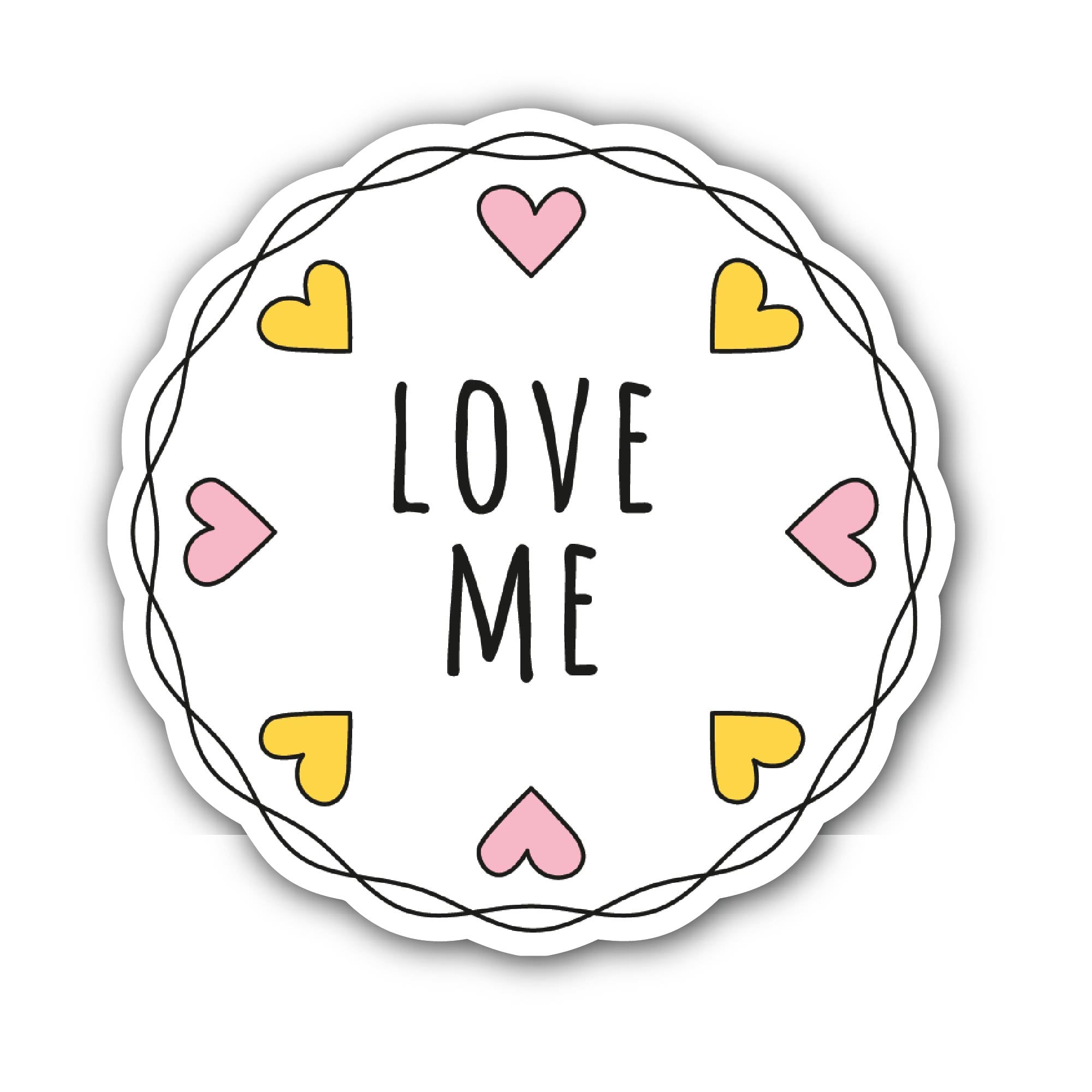 Love me Sticker, Waterproof Vinyl Decal Sticker Indoor Or Outdoor 2 (Pieces) 3" and 5"