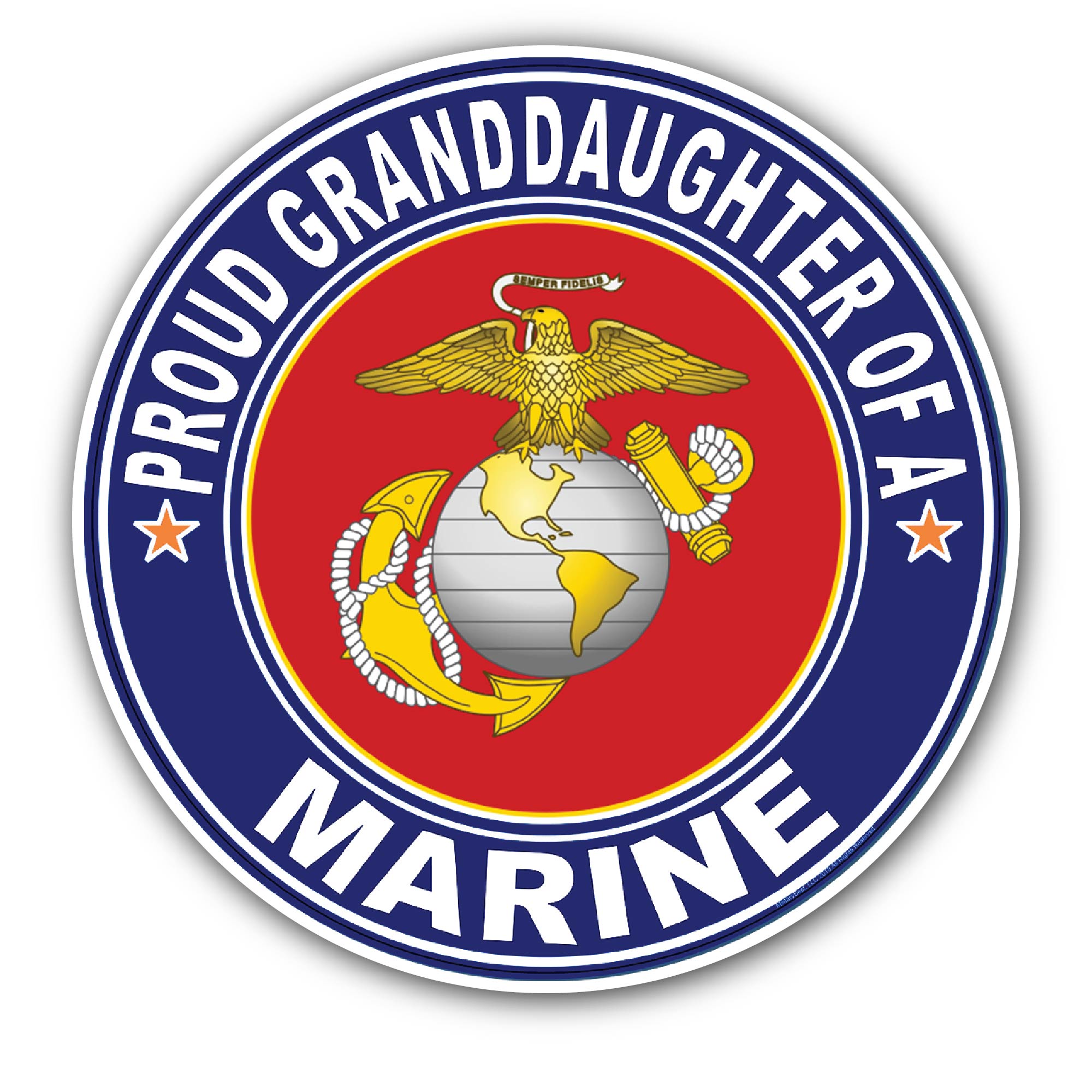 Proud Granddaughter of a Marine U.S. Marine Corps Sticker, Waterproof Vinyl Decal Sticker Indoor Or Outdoor 2 (Pieces) 3" and 5"