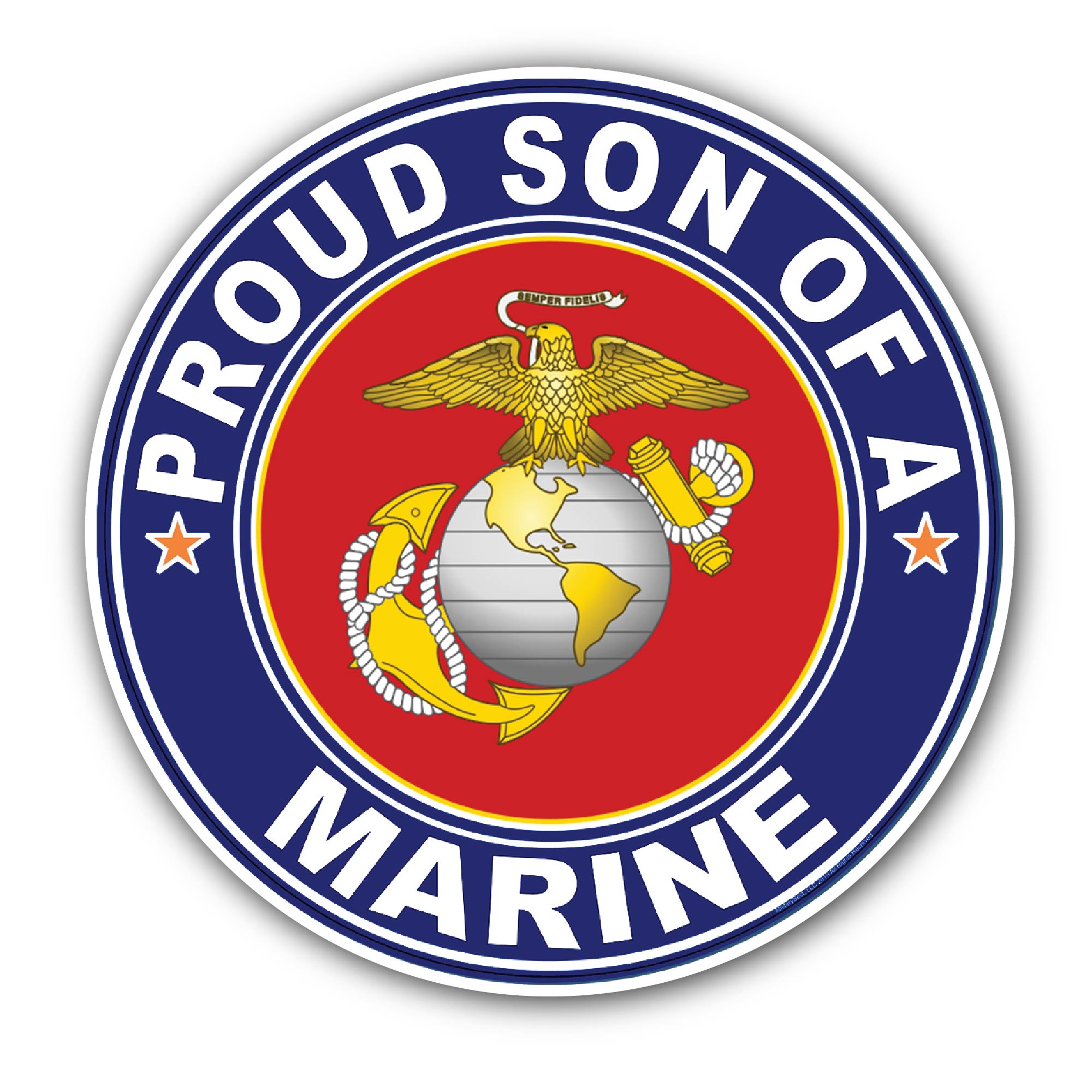 Proud Son of a Marine U.S. Marine Corps Sticker, Waterproof Vinyl Decal Sticker Indoor Or Outdoor 2 (Pieces) 3" and 5"