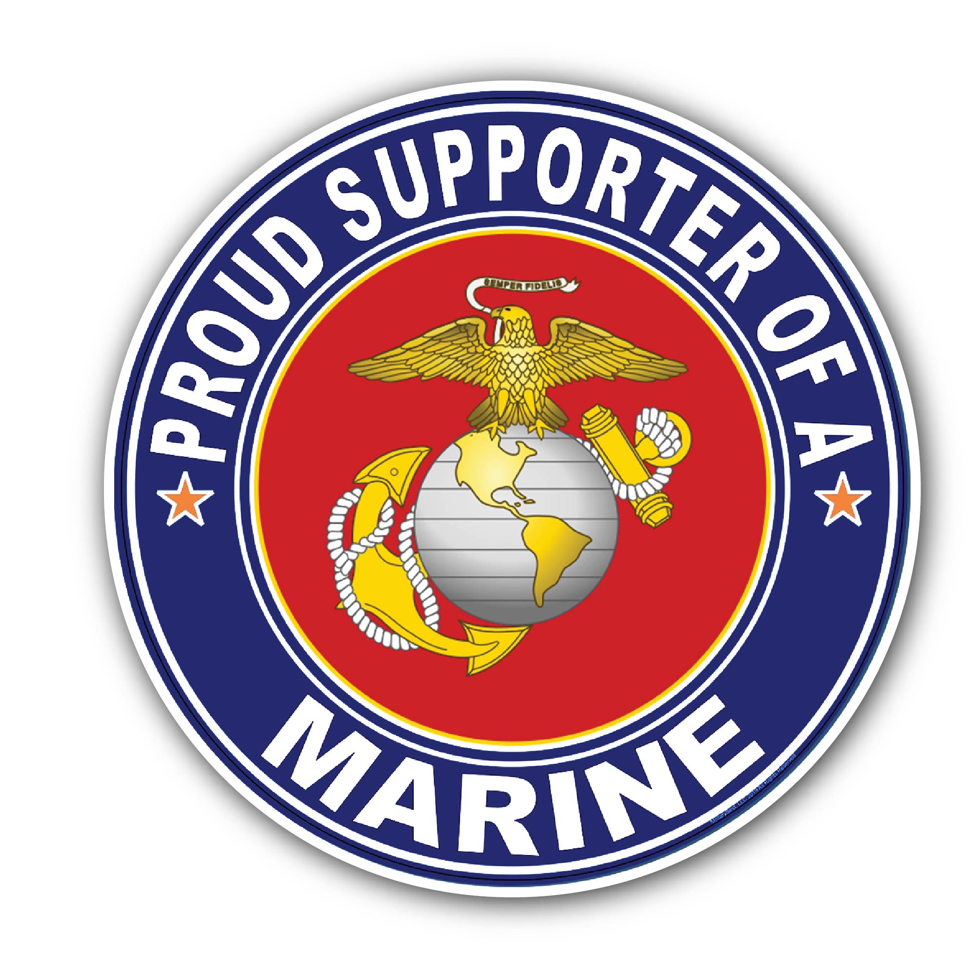 Proud Supporter of a Marine U.S. Marine Corps Sticker, Waterproof Vinyl Decal Sticker Indoor Or Outdoor 2 (Pieces) 3" and 5"