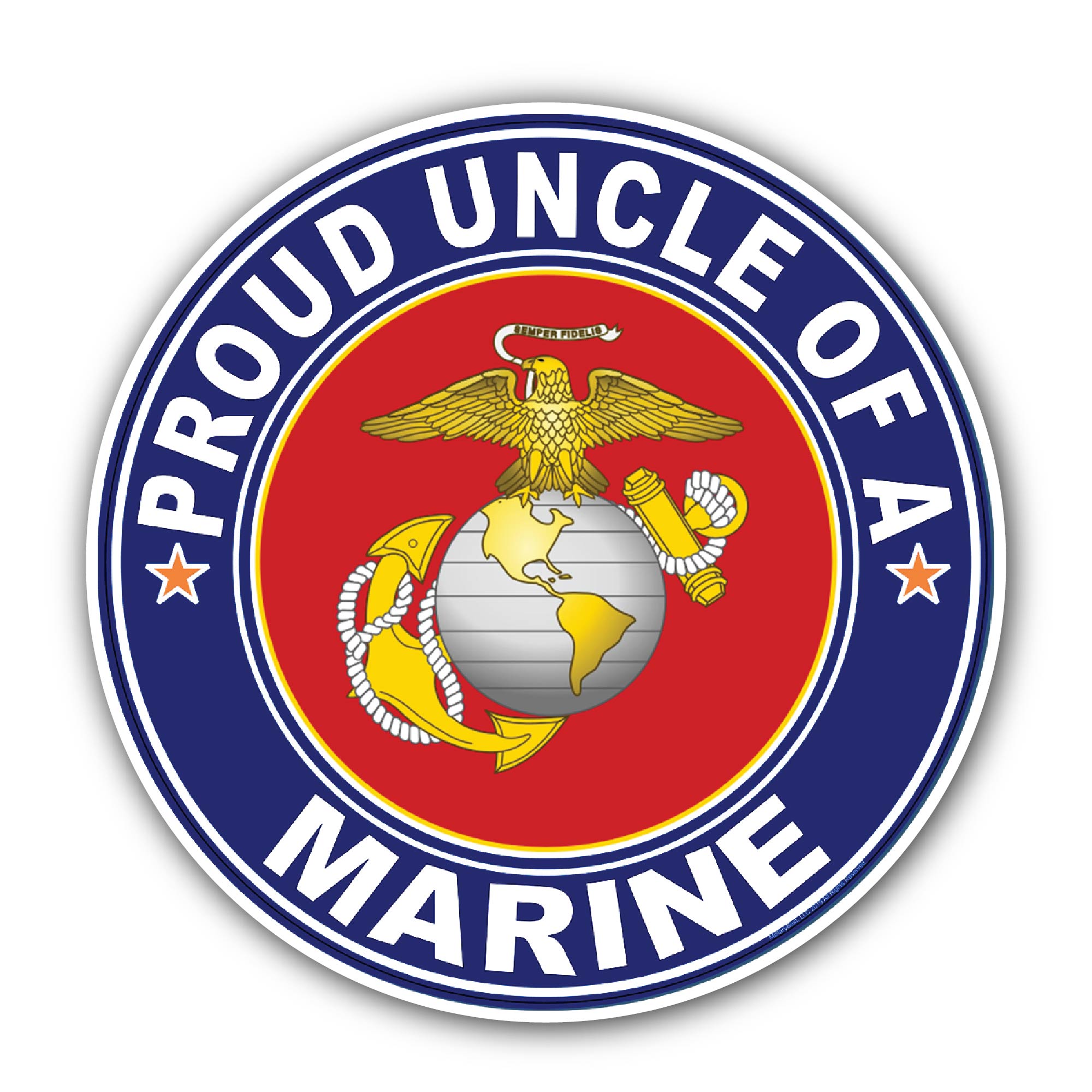 Proud Uncle of a Marine U.S. Marine Corps Sticker, Waterproof Vinyl Decal Sticker Indoor Or Outdoor 2 (Pieces) 3" and 5"