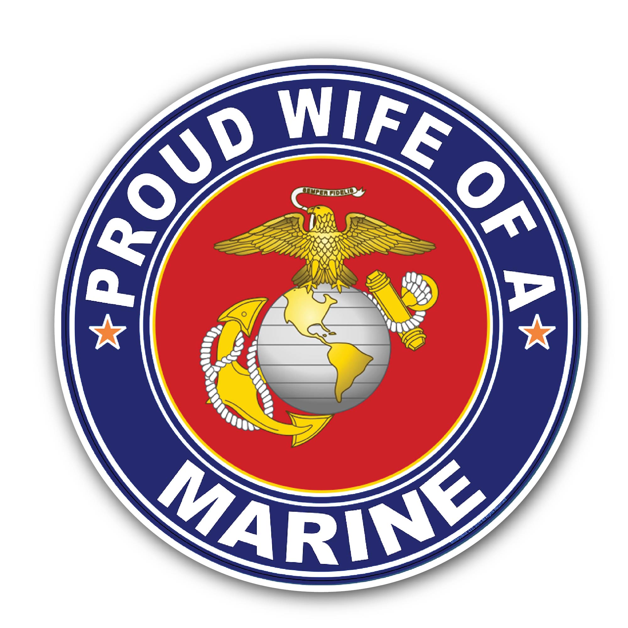 Proud Wife of a Marine U.S. Marine Corps Sticker, Waterproof Vinyl Decal Sticker Indoor Or Outdoor 2 (Pieces) 3" and 5"