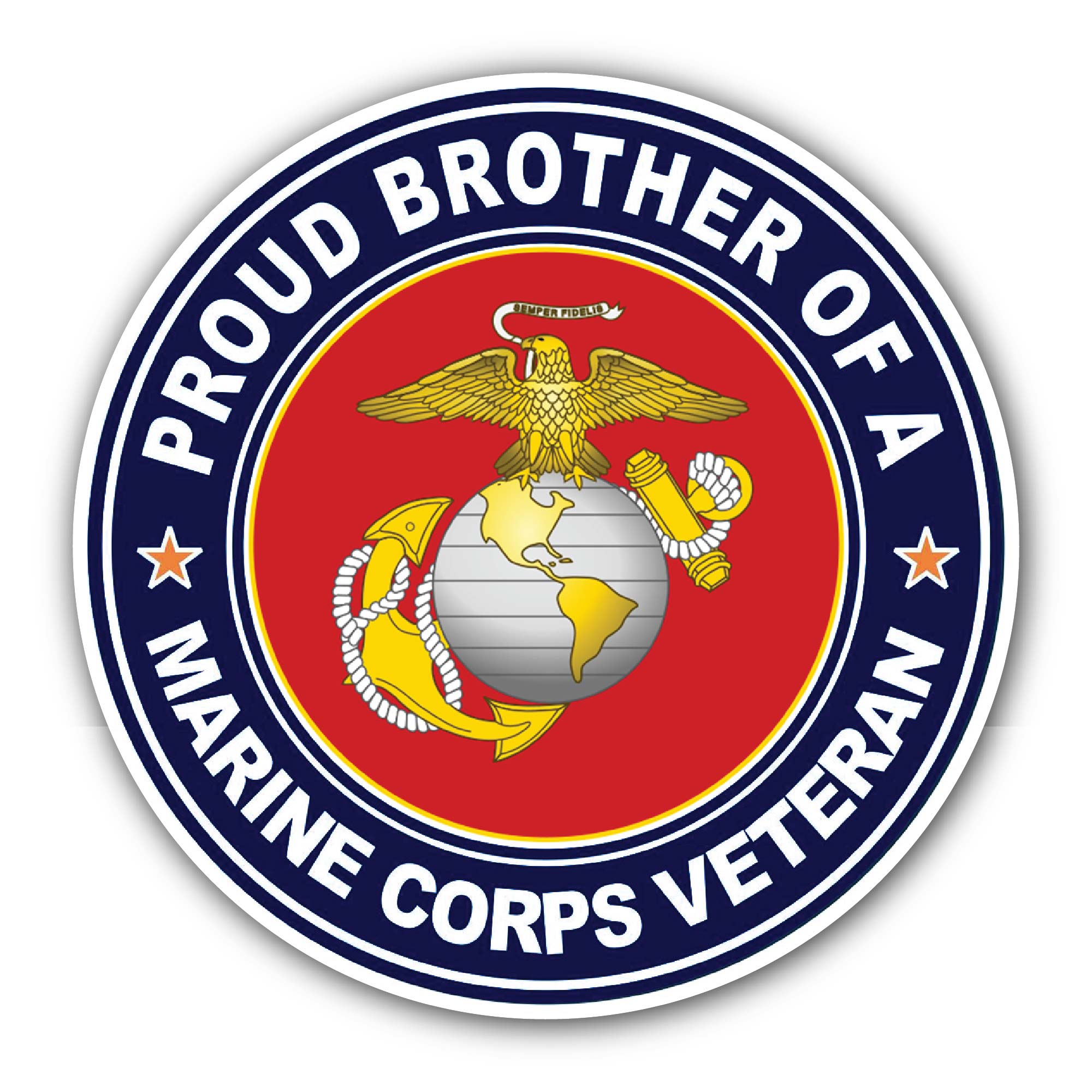U.S. Marine Corps Veteran Proud Brother Sticker, Waterproof Vinyl Decal Sticker Indoor Or Outdoor 2 (Pieces) 3" and 5"