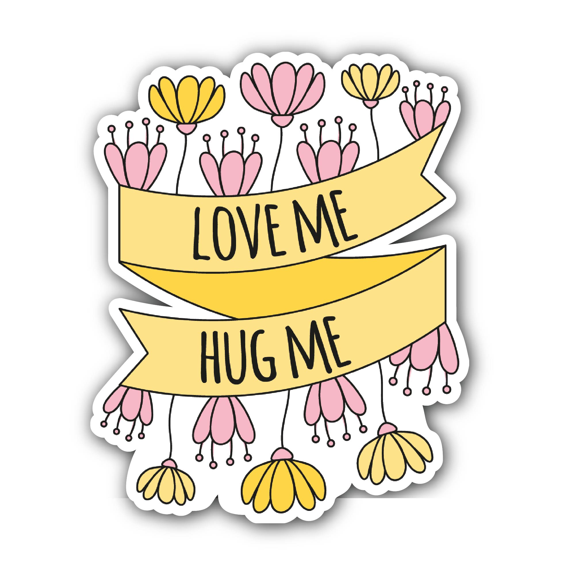 Love Me and Hug Me Sticker, Waterproof Vinyl Decal Sticker Indoor Or Outdoor 2 (Pieces) 3" and 5"