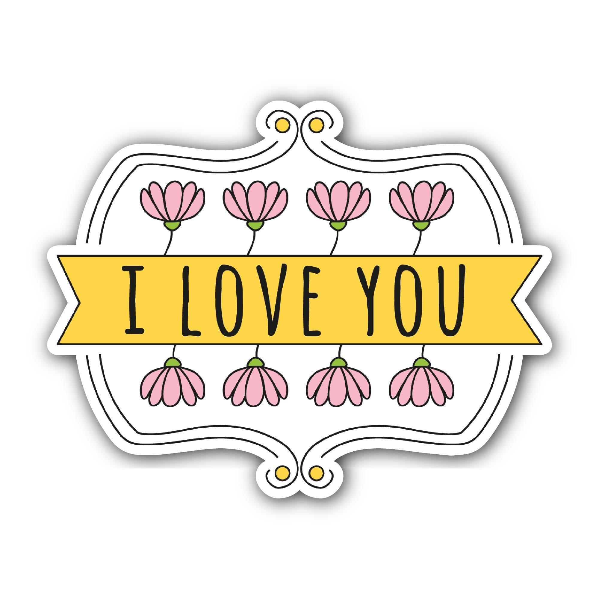 I Love You Sticker, Waterproof Vinyl Decal Sticker Indoor Or Outdoor 2 (Pieces) 3" and 5"