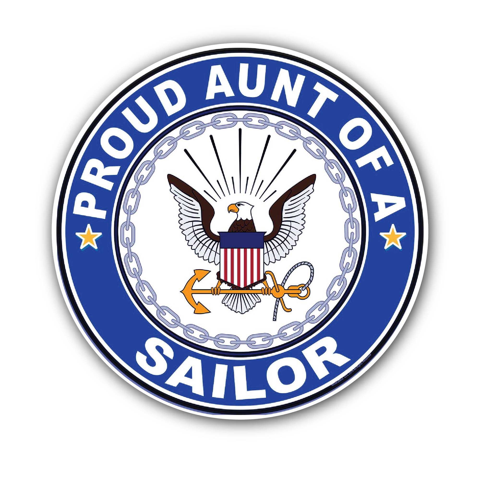 Proud Aunt of a Sailor U.S. Navy Sticker, Waterproof Vinyl Decal Sticker Indoor Or Outdoor 2 (Pieces) 3" and 5"