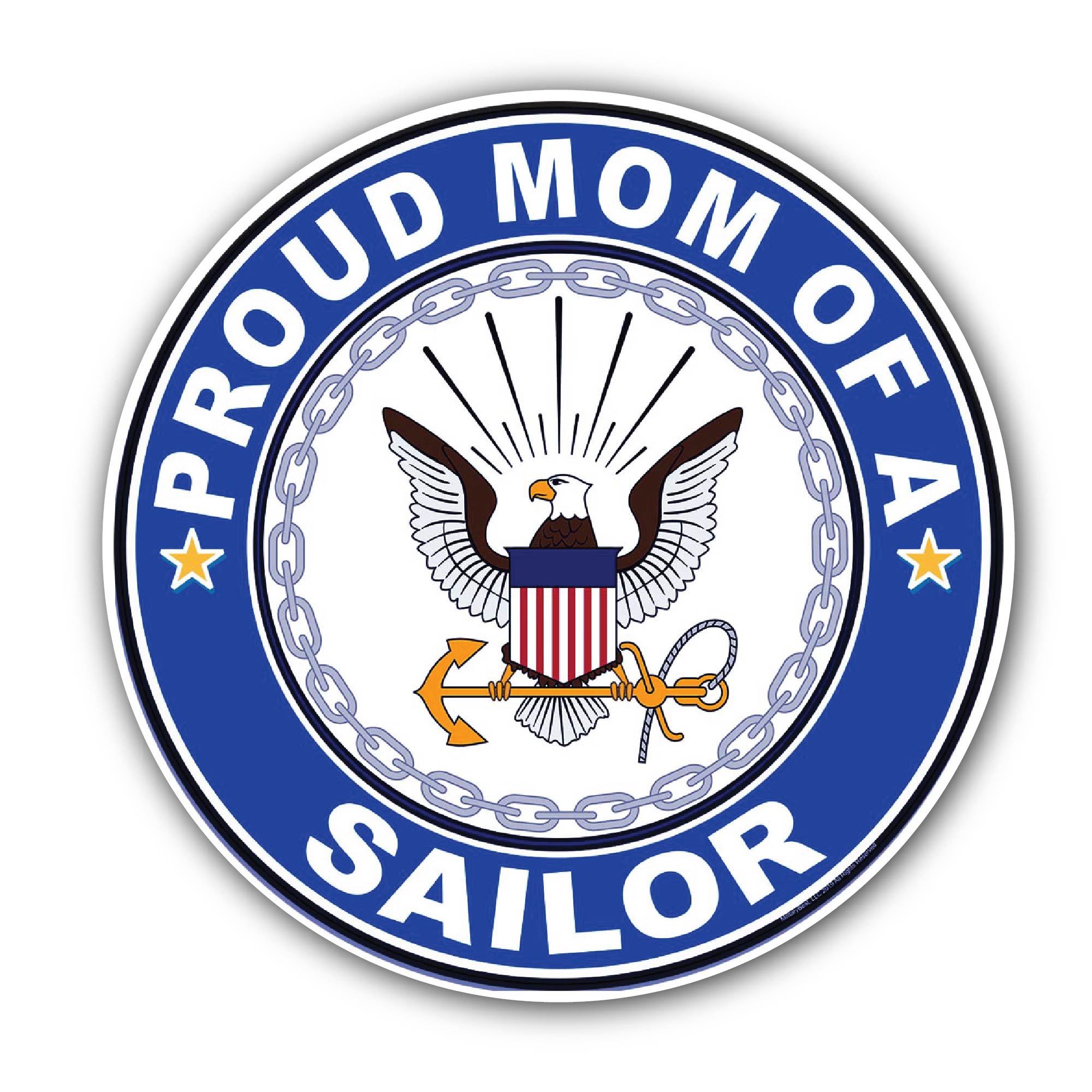 Proud Mom of a Sailor U.S. Navy Sticker, Waterproof Vinyl Decal Sticker Indoor Or Outdoor 2 (Pieces) 3" and 5"