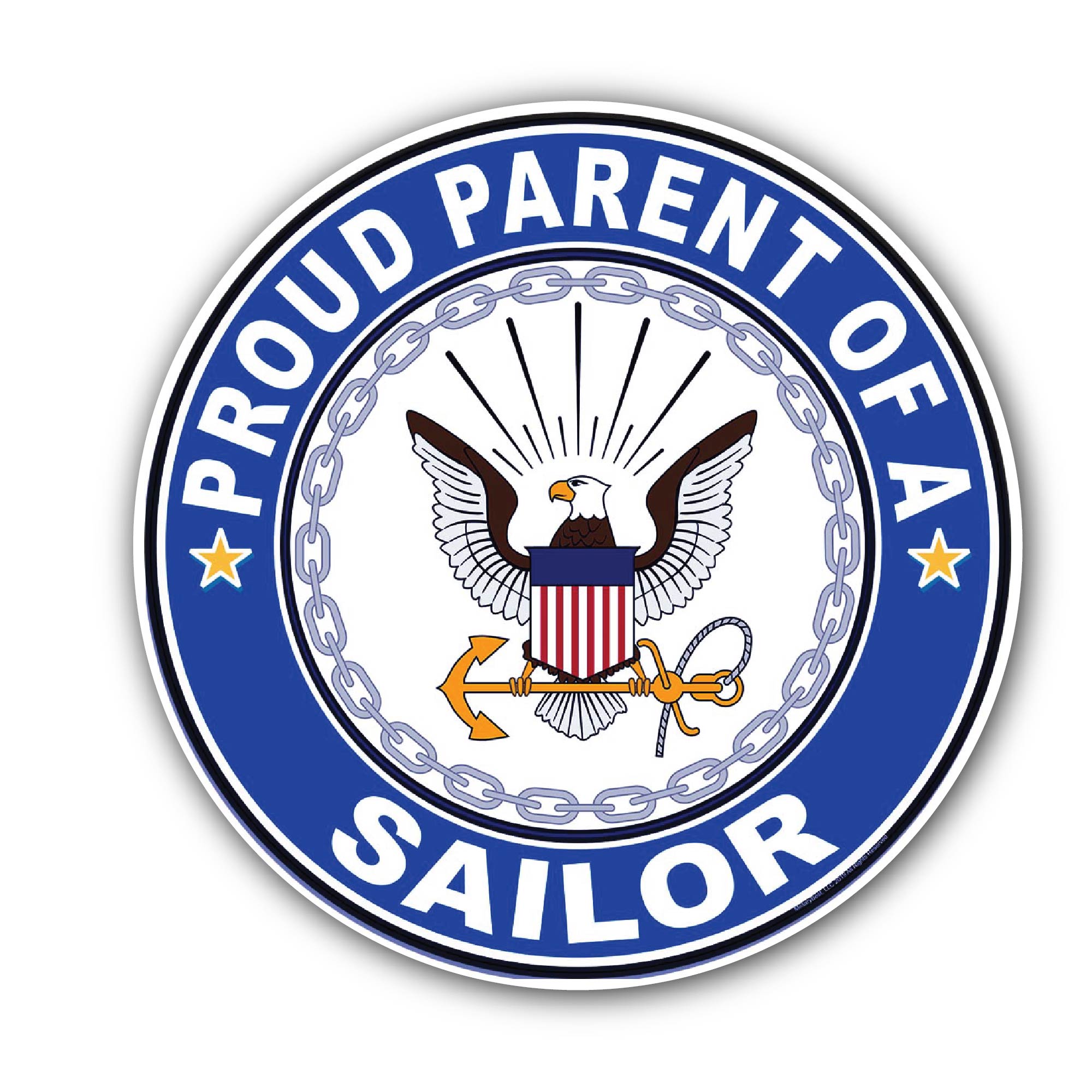 Proud Parent of a Sailor U.S. Navy Sticker, Waterproof Vinyl Decal Sticker Indoor Or Outdoor 2 (Pieces) 3" and 5"