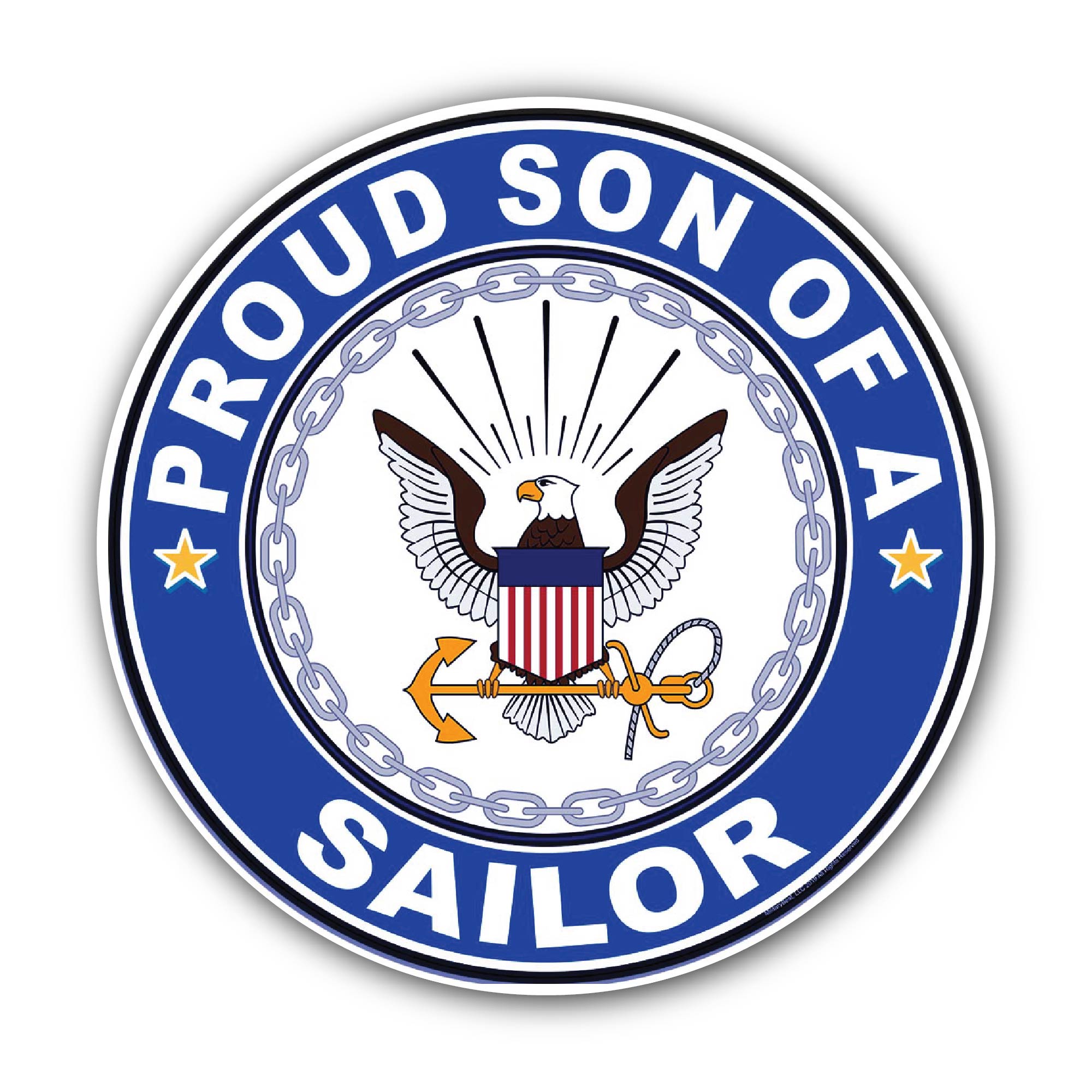 Proud Son of a Sailor U.S. Navy Sticker, Waterproof Vinyl Decal Sticker Indoor Or Outdoor 2 (Pieces) 3" and 5"