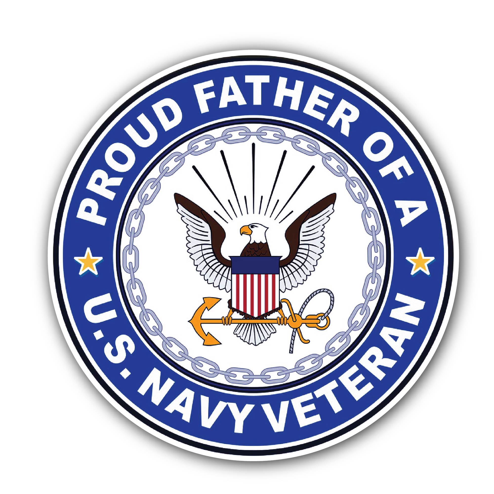 U.S. Navy Veteran Proud Father Sticker, Waterproof Vinyl Decal Sticker Indoor Or Outdoor 2 (Pieces) 3" and 5"
