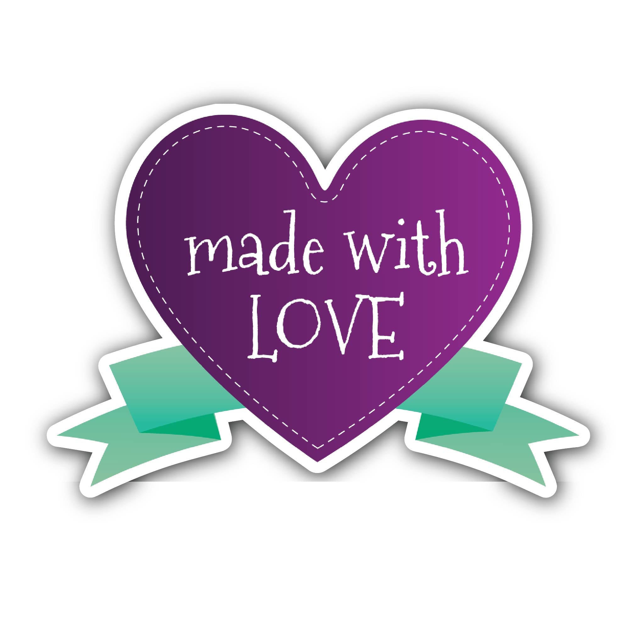 Made with Love Sticker, Waterproof Vinyl Decal Sticker Indoor Or Outdoor 2 (Pieces) 3" and 5"