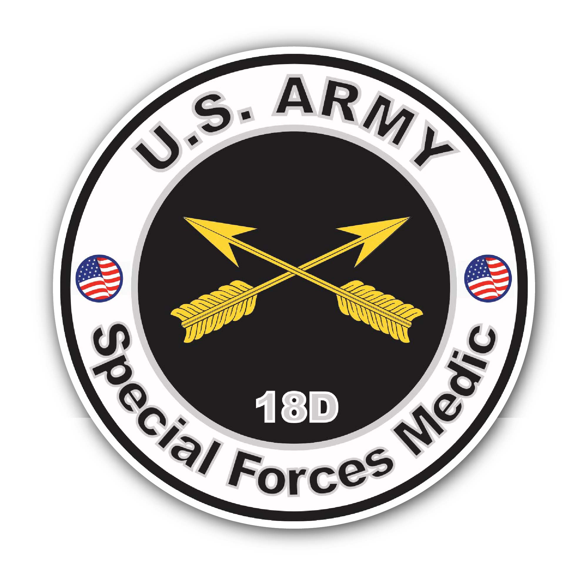 U.S. Army MOS 18D Special Forces Medic Sticker, Waterproof Vinyl Decal Sticker Indoor Or Outdoor 2 (Pieces) 3" and 5"
